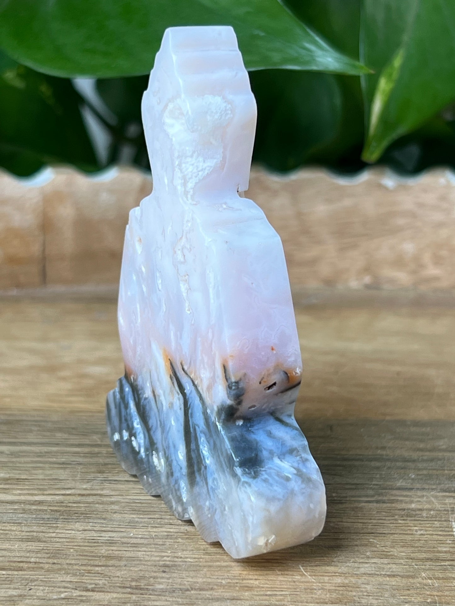 Rainbow Plume Agate Buddha