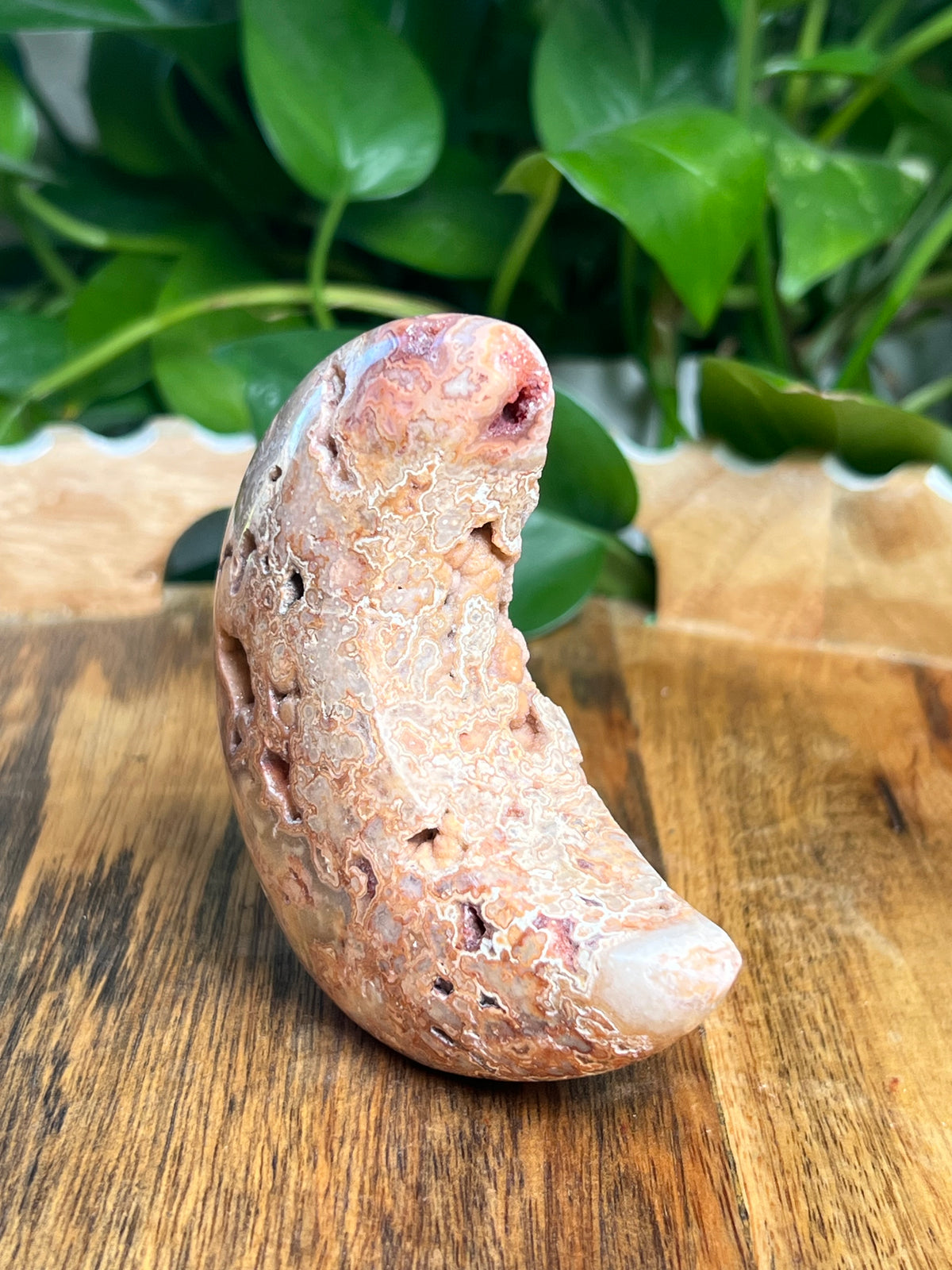 Crazy Lace Agate Self Standing Moon: MA