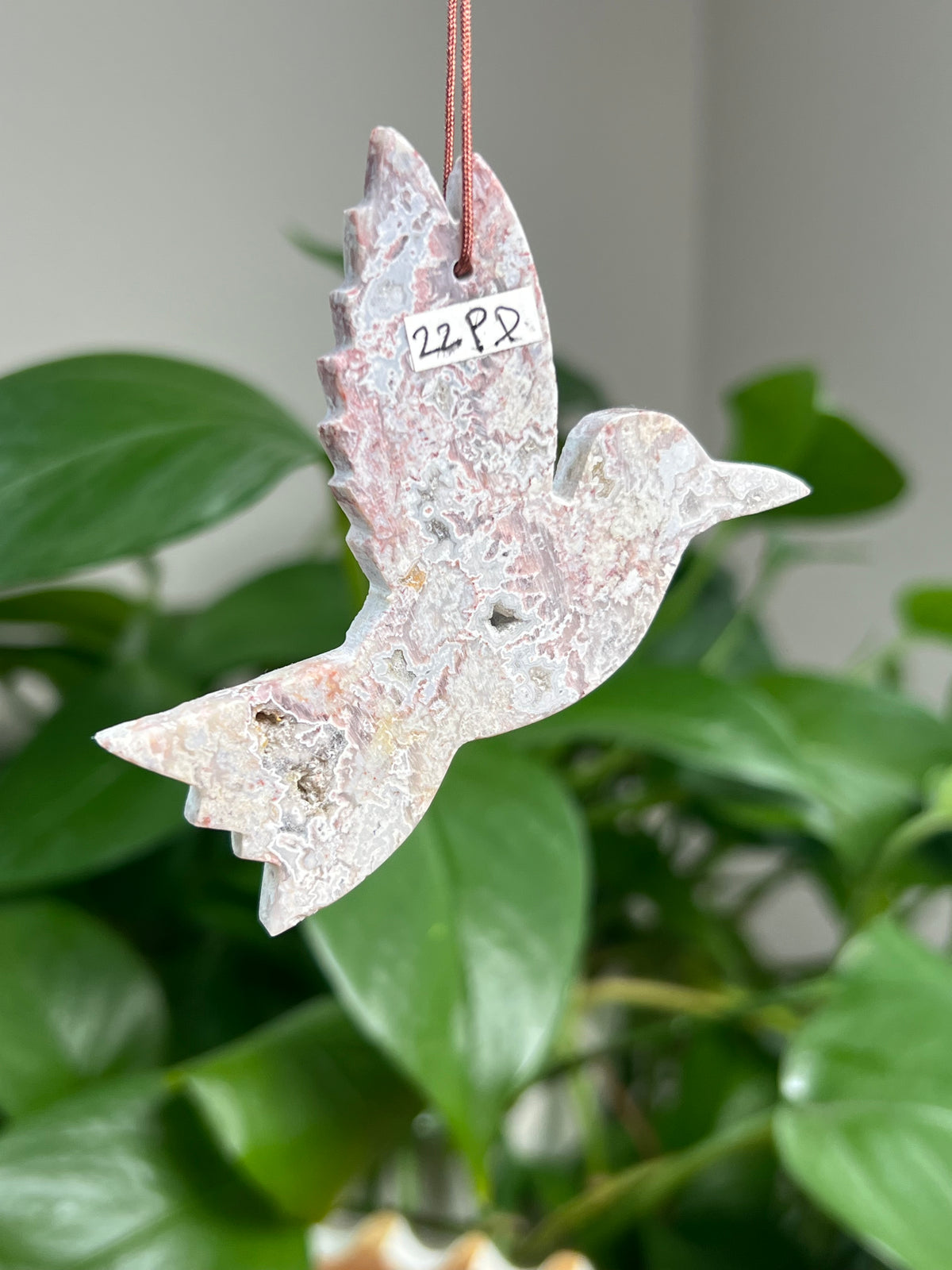 Sumatra Plume Agate Ornament Hummingbird: PD