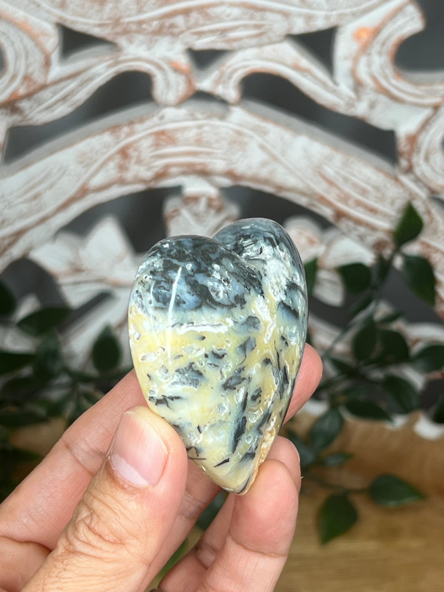 Rainbow Plume Agate Heart