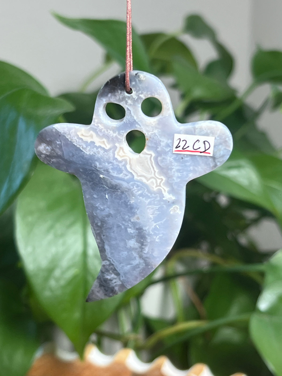 Blue Plume Agate Ghost Ornaments