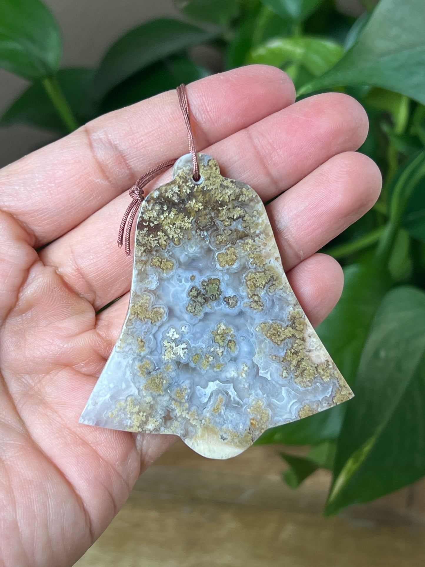Scenic Moss Agate Ornament Bell