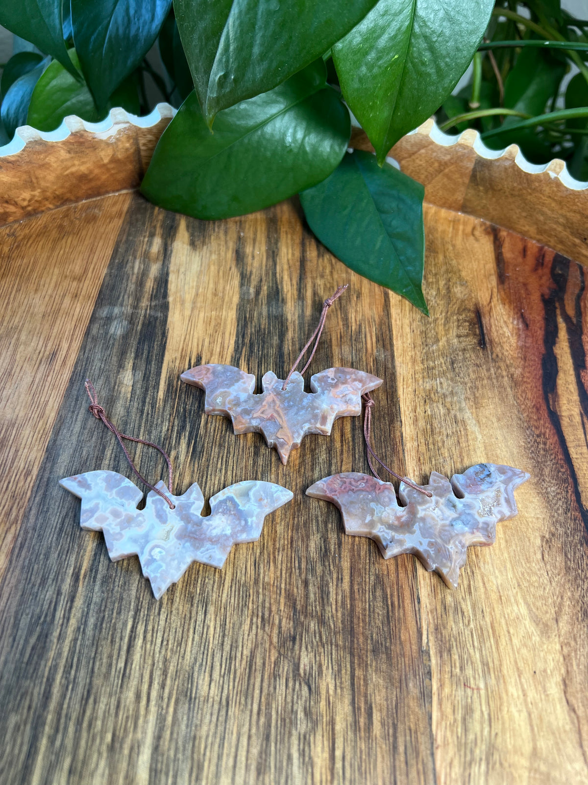 Sumatra Plume Agate Bat Ornaments