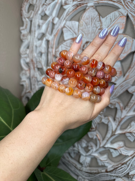 Carnelian Beaded Bracelet (12mm)