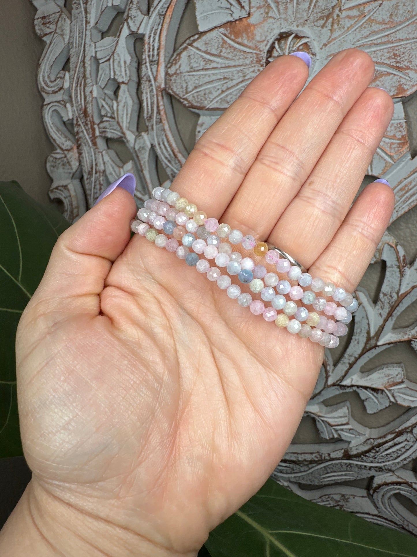 Faceted Morganite Beaded Bracelet (6mm)