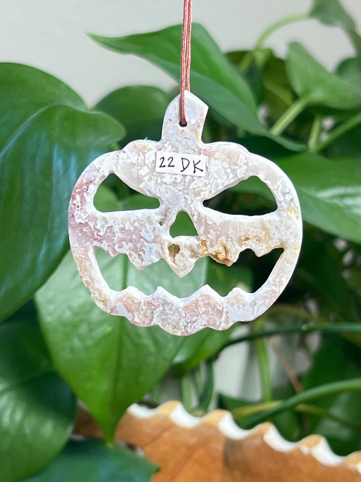 Sumatra Plume Agate Jack-O-Lantern Ornaments