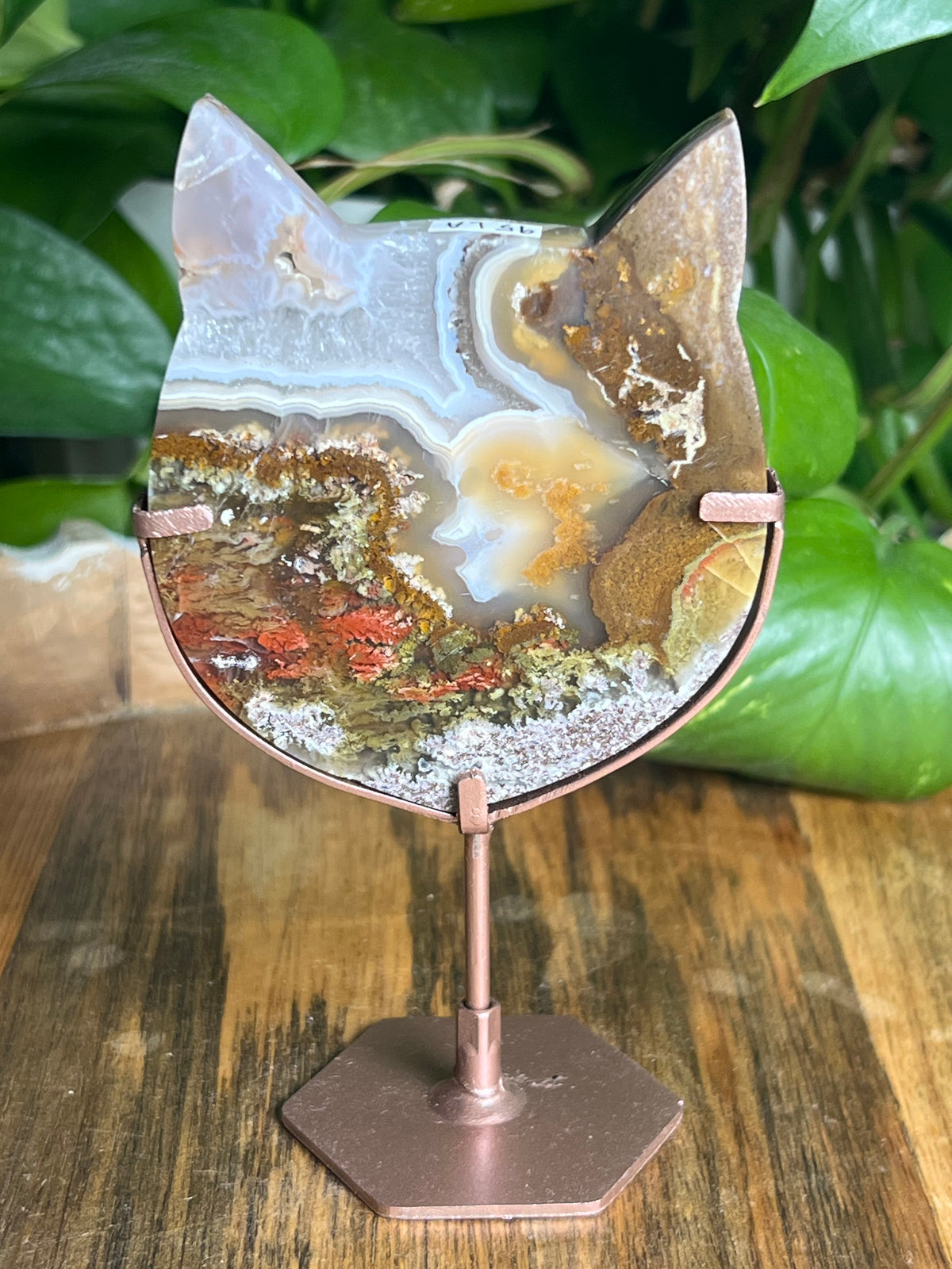 Scenic Moss Agate Cat Head