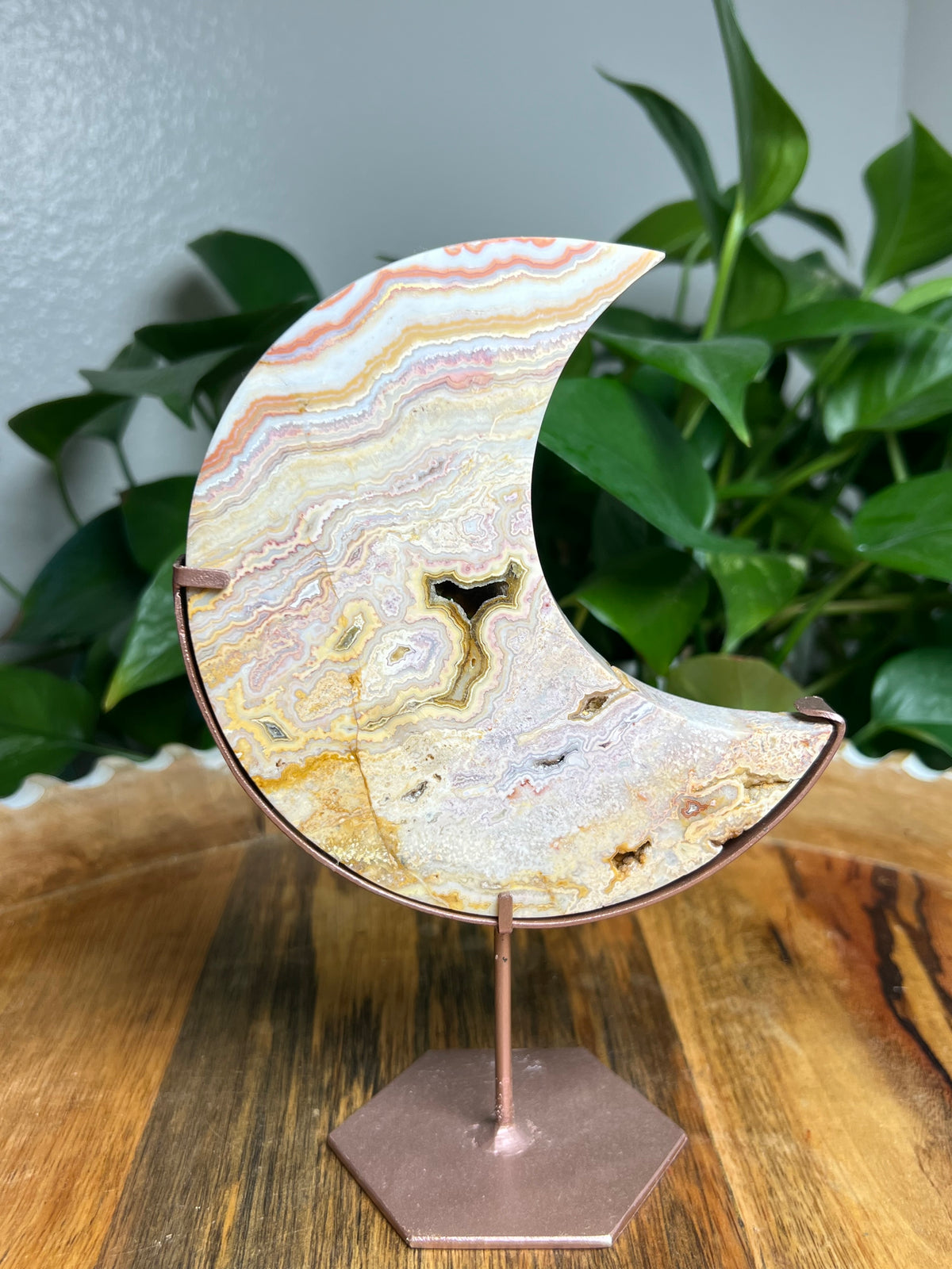 Crazy Lace Agate Large Moon: YP