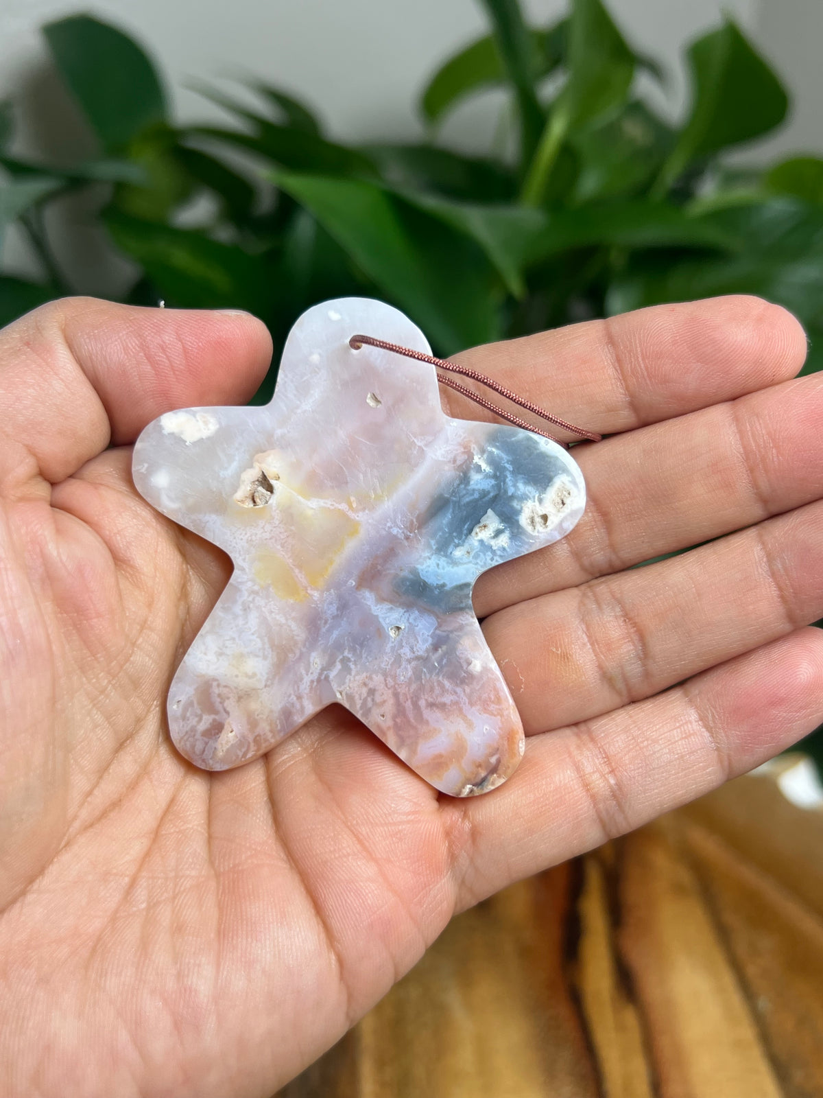 Rainbow Plume Agate Ornament Gingerbread: CA