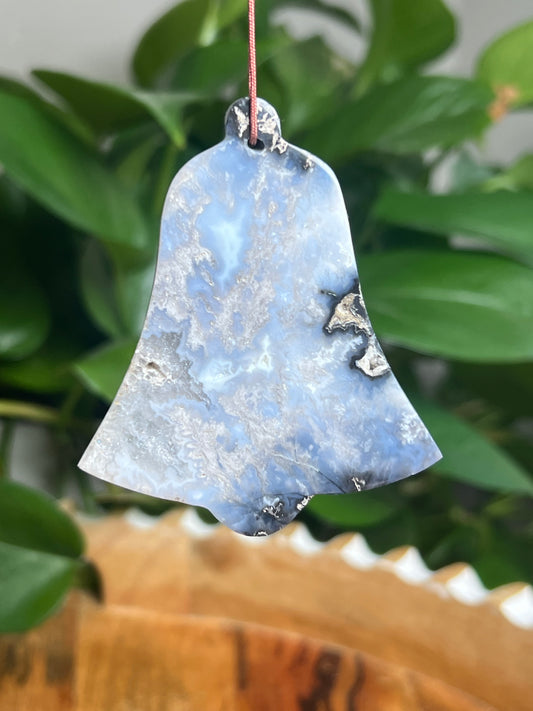Blue Plume Agate Ornament Bell: BG