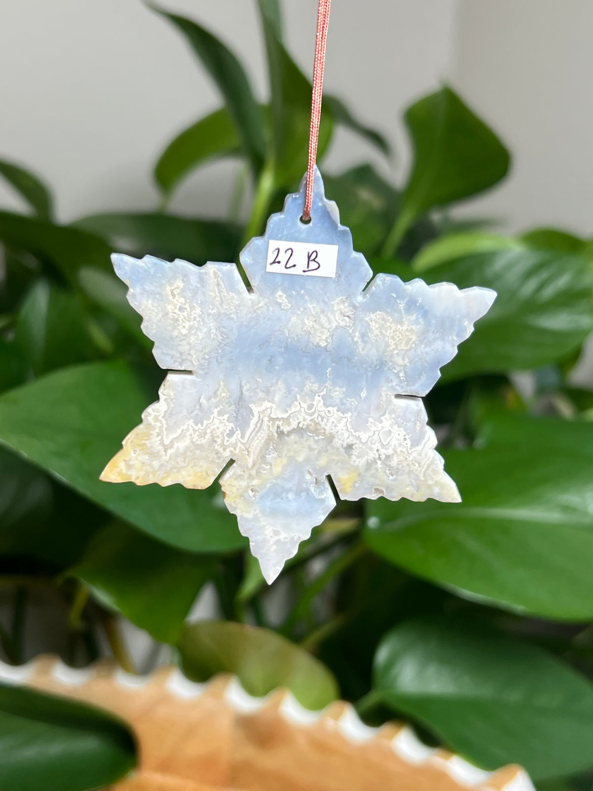 Blue Plume Agate Ornament Snowflake: B