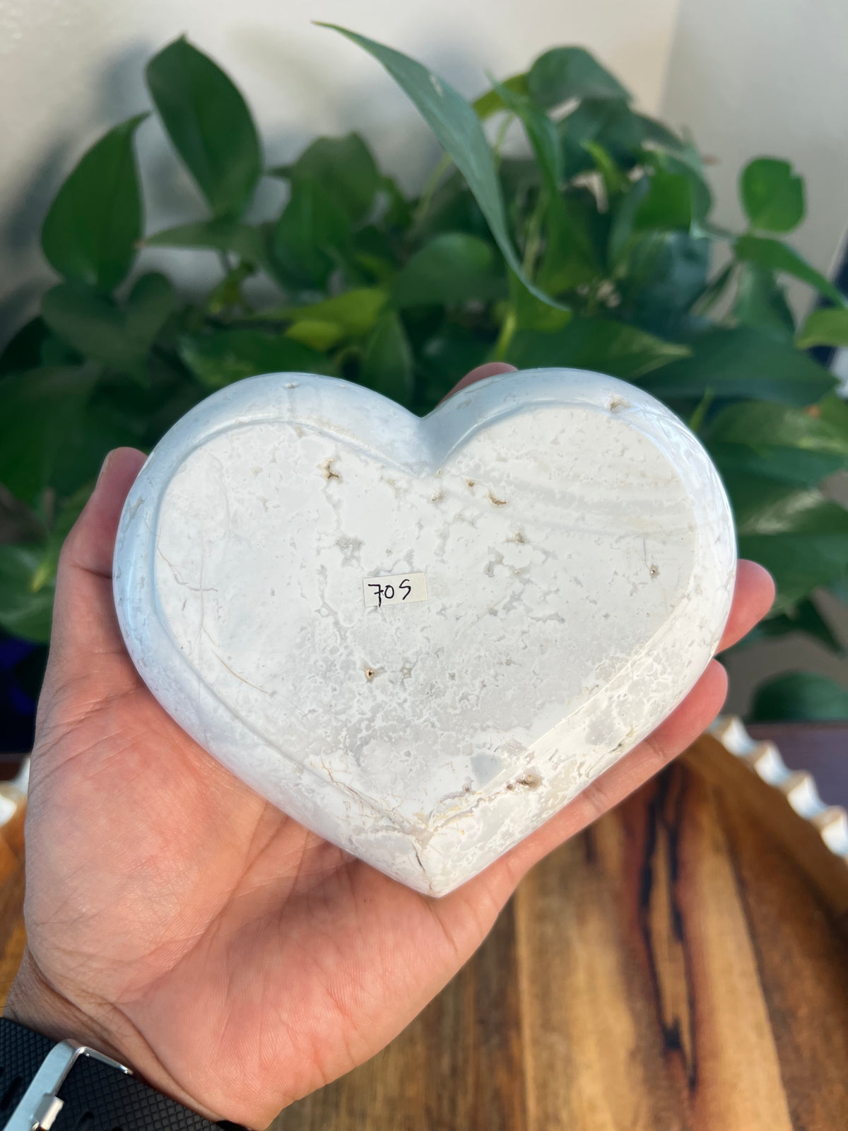 White Plume Agate Heart Bowl: S