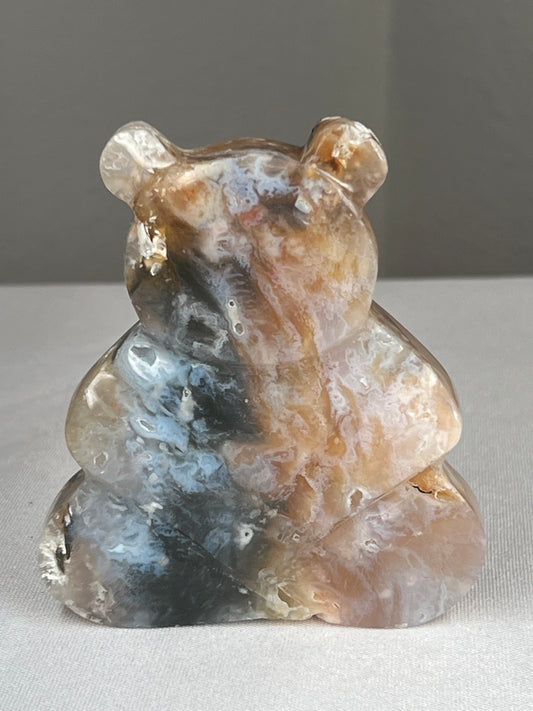 Rainbow Plume Agate Bear