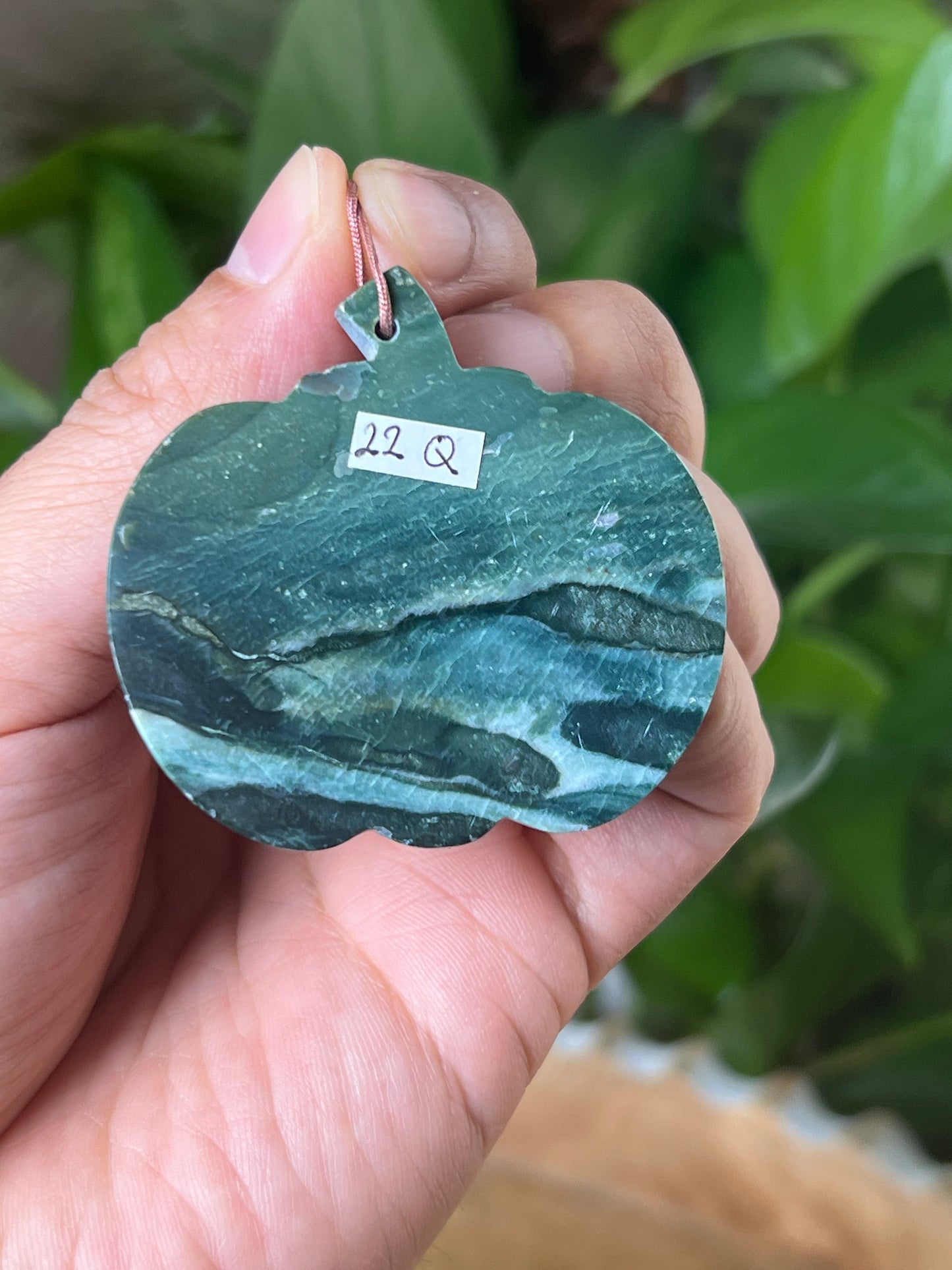 Blue Green Jasper Pumpkin Ornament
