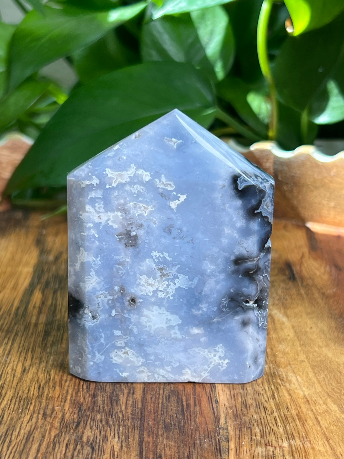 Blue Plume Agate Flat Tower: BD