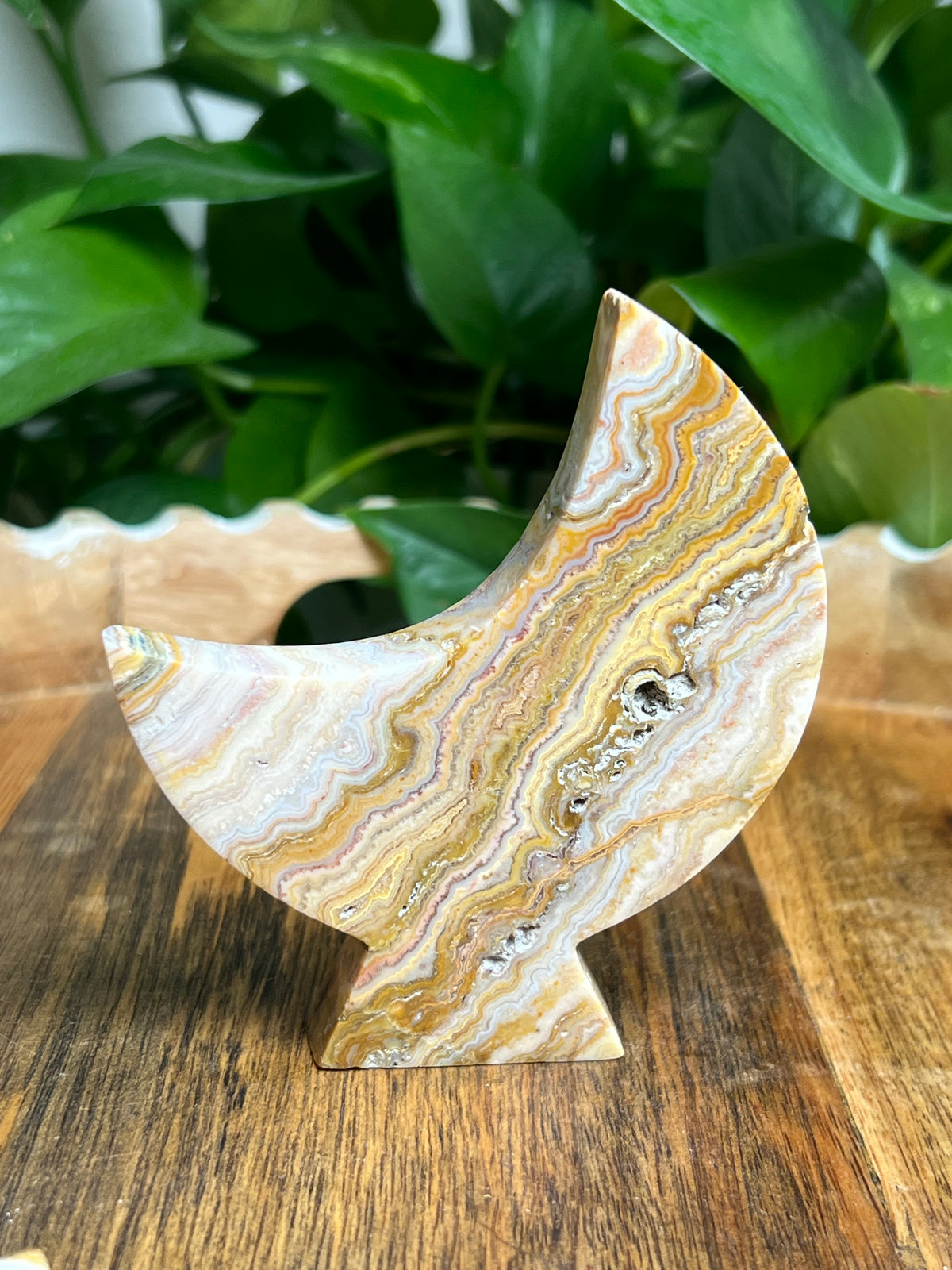 Crazy Lace Agate Self Standing Moon: DA