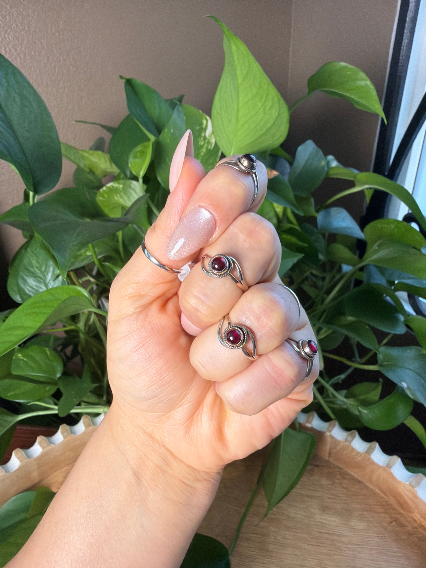 Garnet Circle Ring