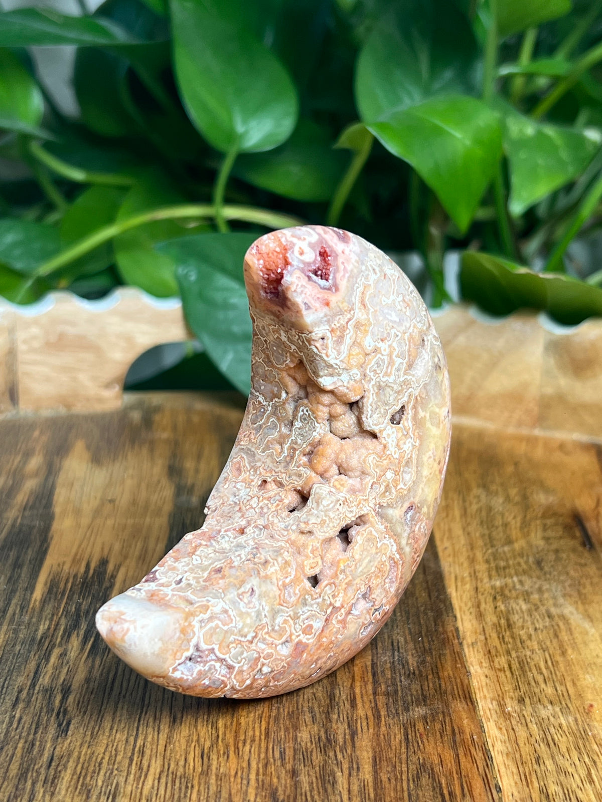Crazy Lace Agate Self Standing Moon: MA