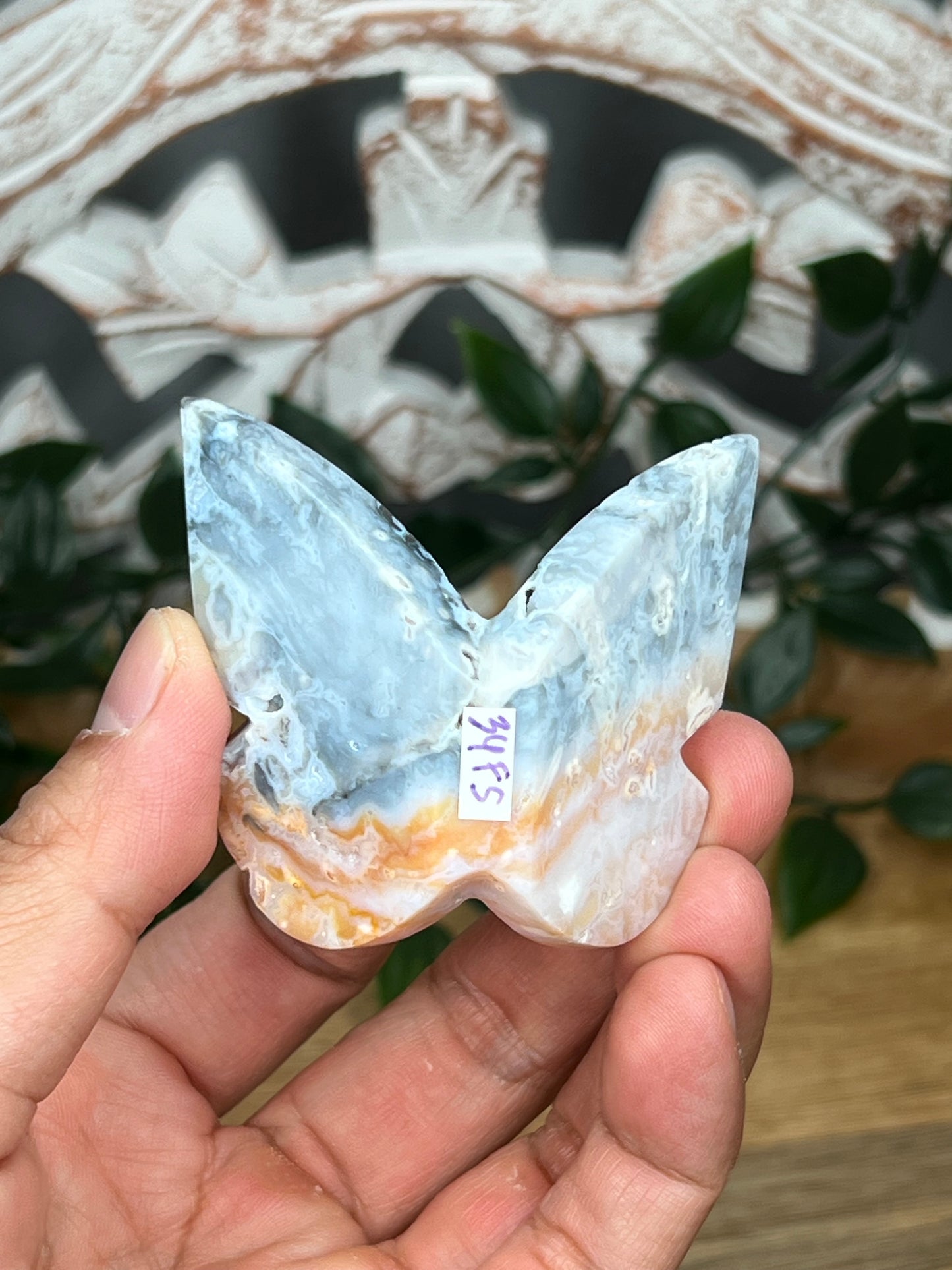 Rainbow Plume Agate 3D Butterfly