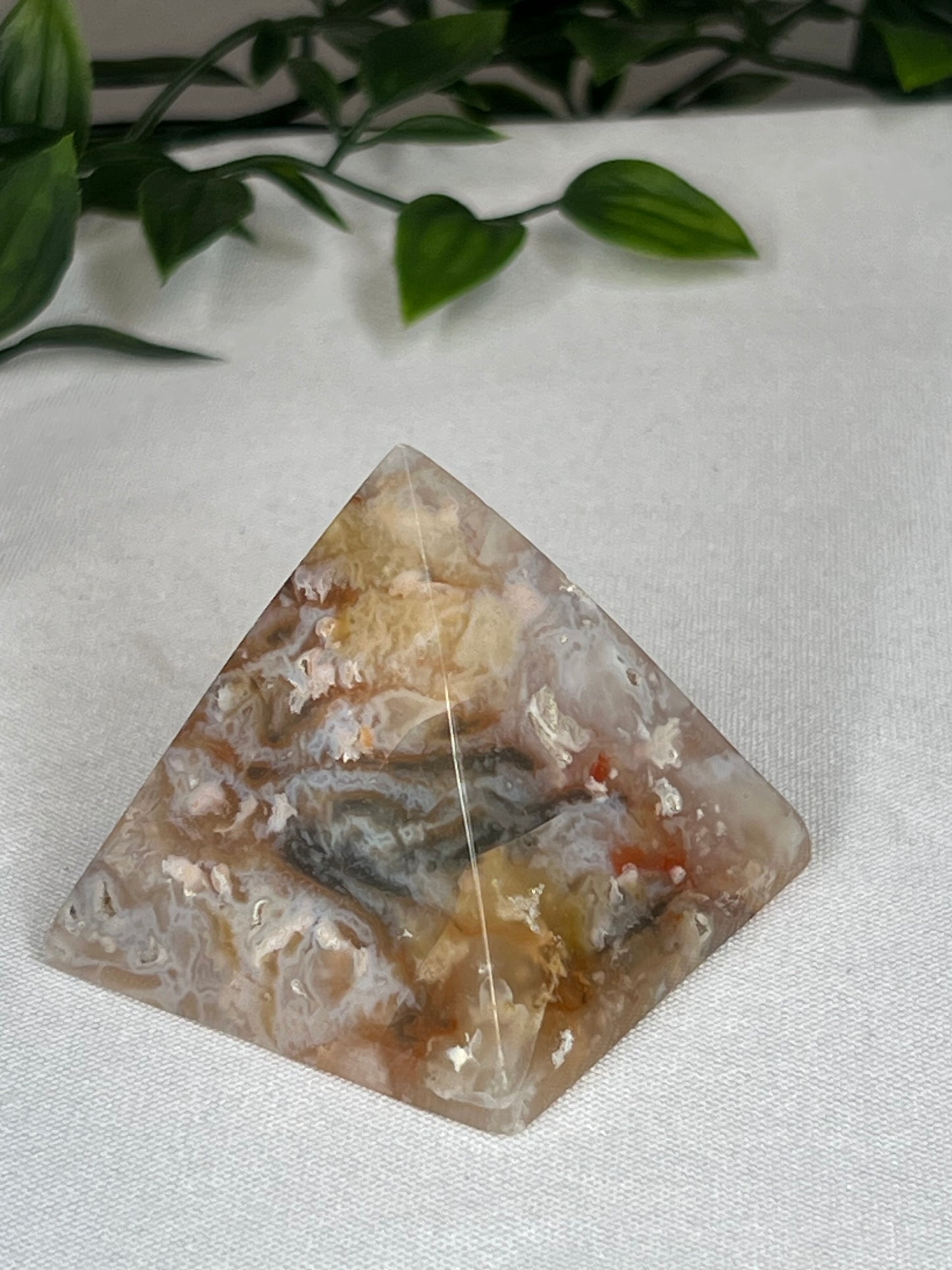 Rainbow Plume Agate Pyramid