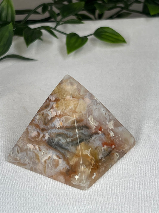 Rainbow Plume Agate Pyramid