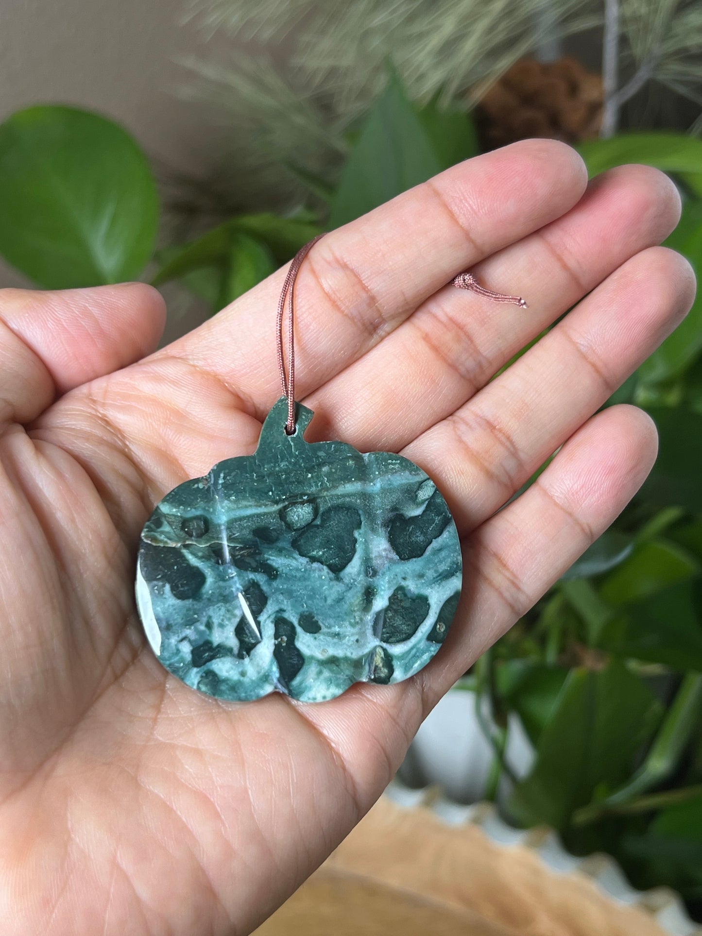 Blue Green Jasper Pumpin Ornament