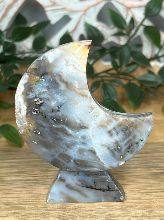 Dendritic Tiger Agate Moon
