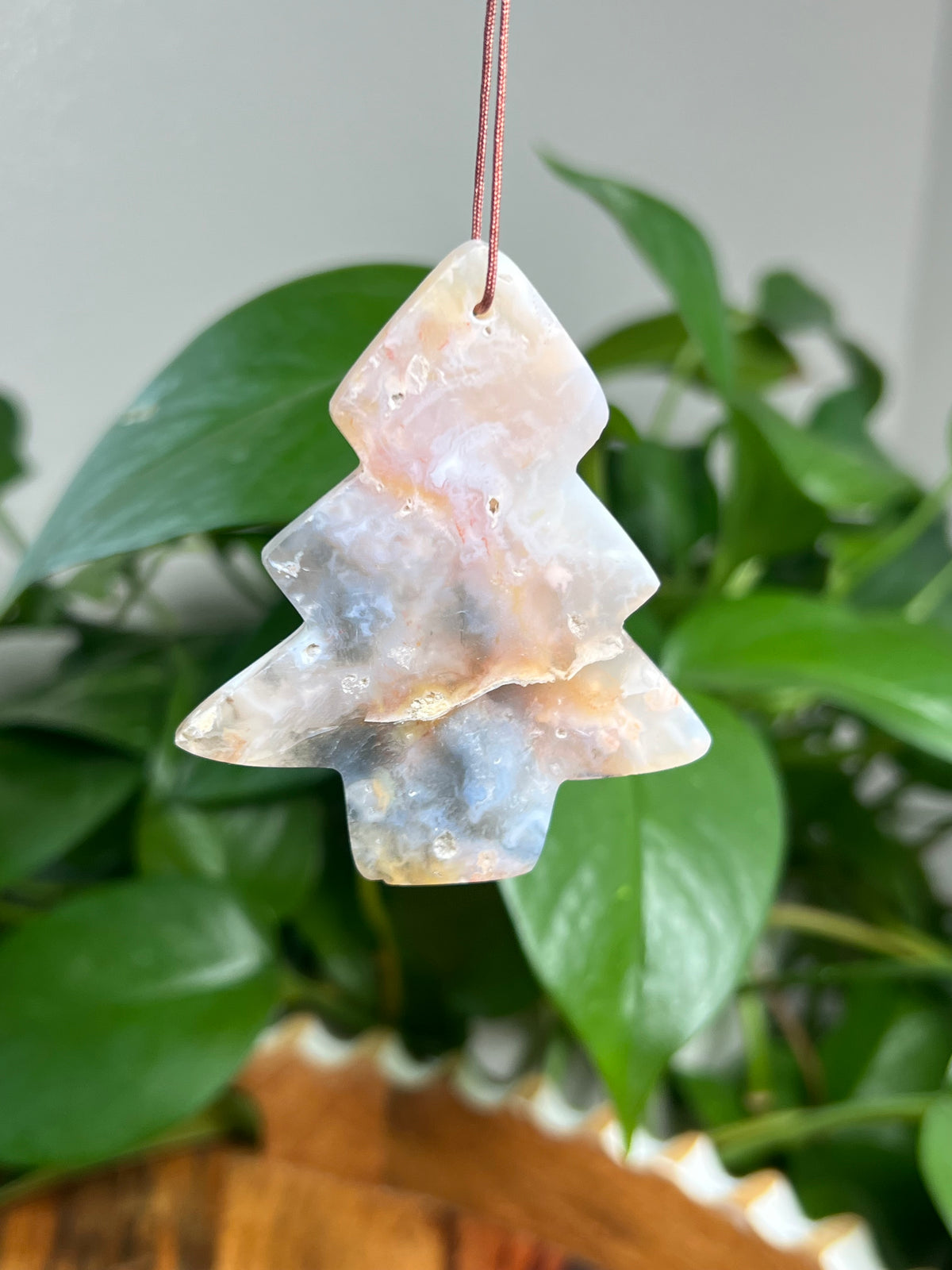 Rainbow Plume Agate Ornament Tree:  AY