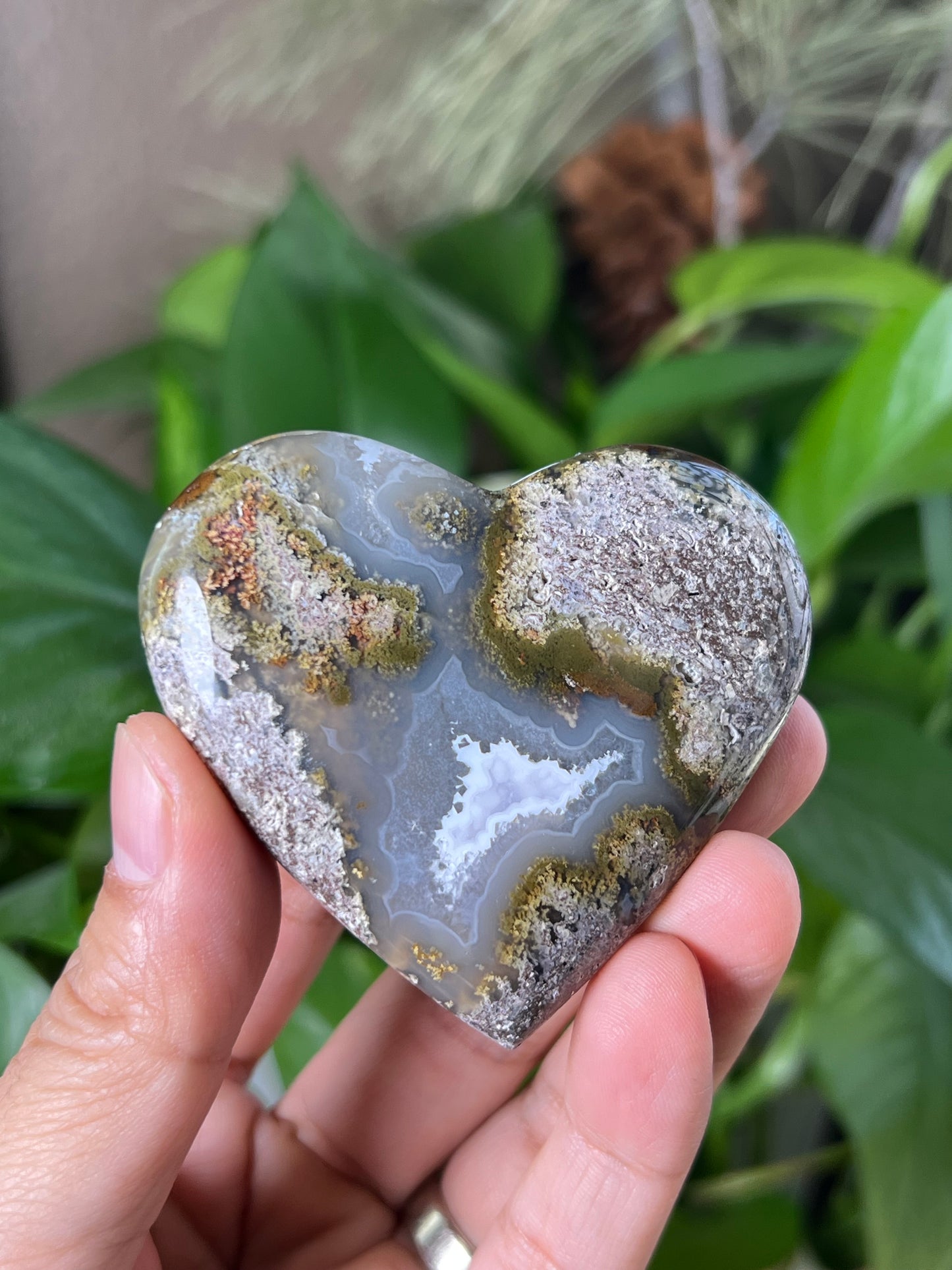 Scenic Moss Agate Heart