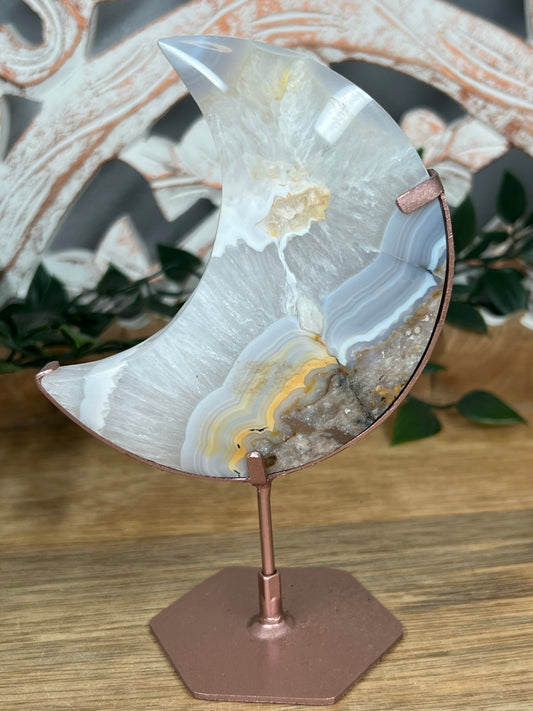 Blue Grey lace Agate Moon