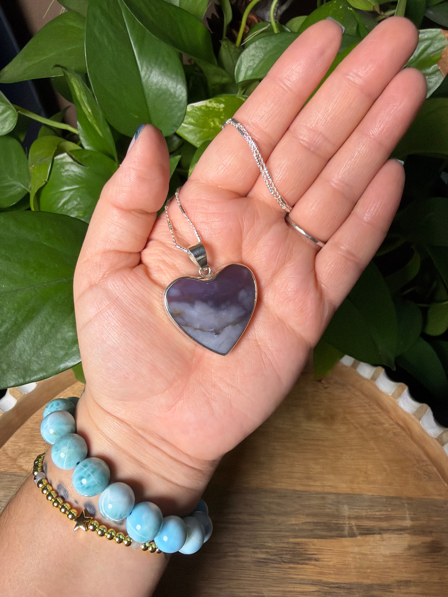 Purple Chalcedony Heart Pendant