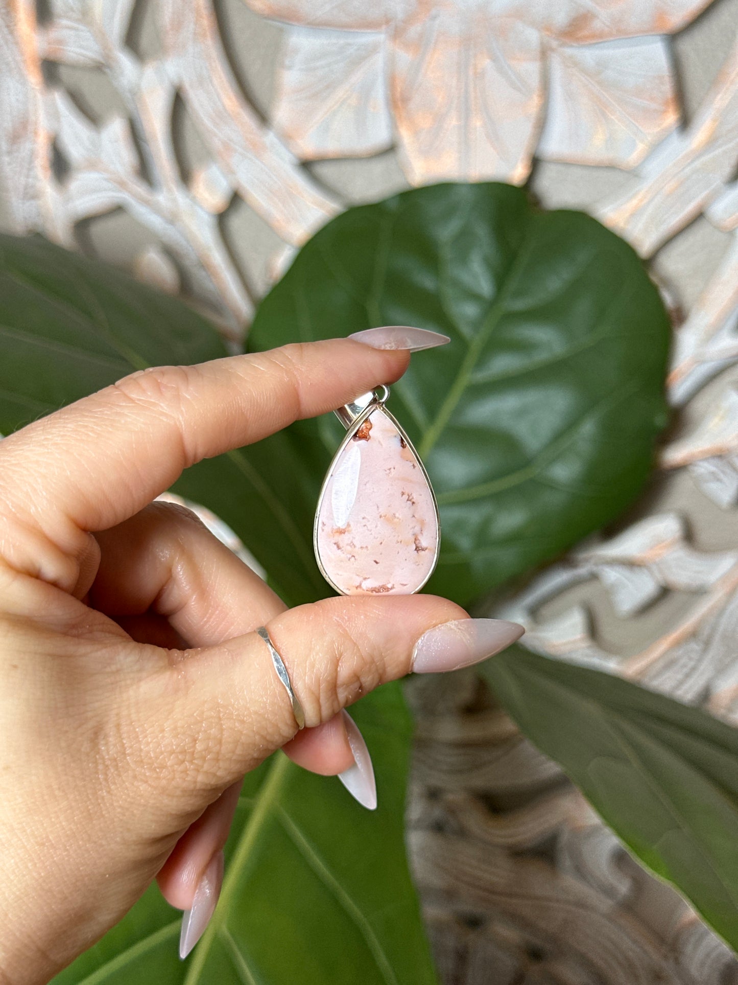 Pink Carnelian Water Drop Pendant