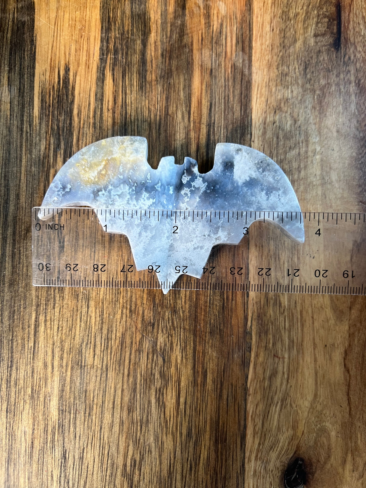 Blue Plume Agate 3D Bats