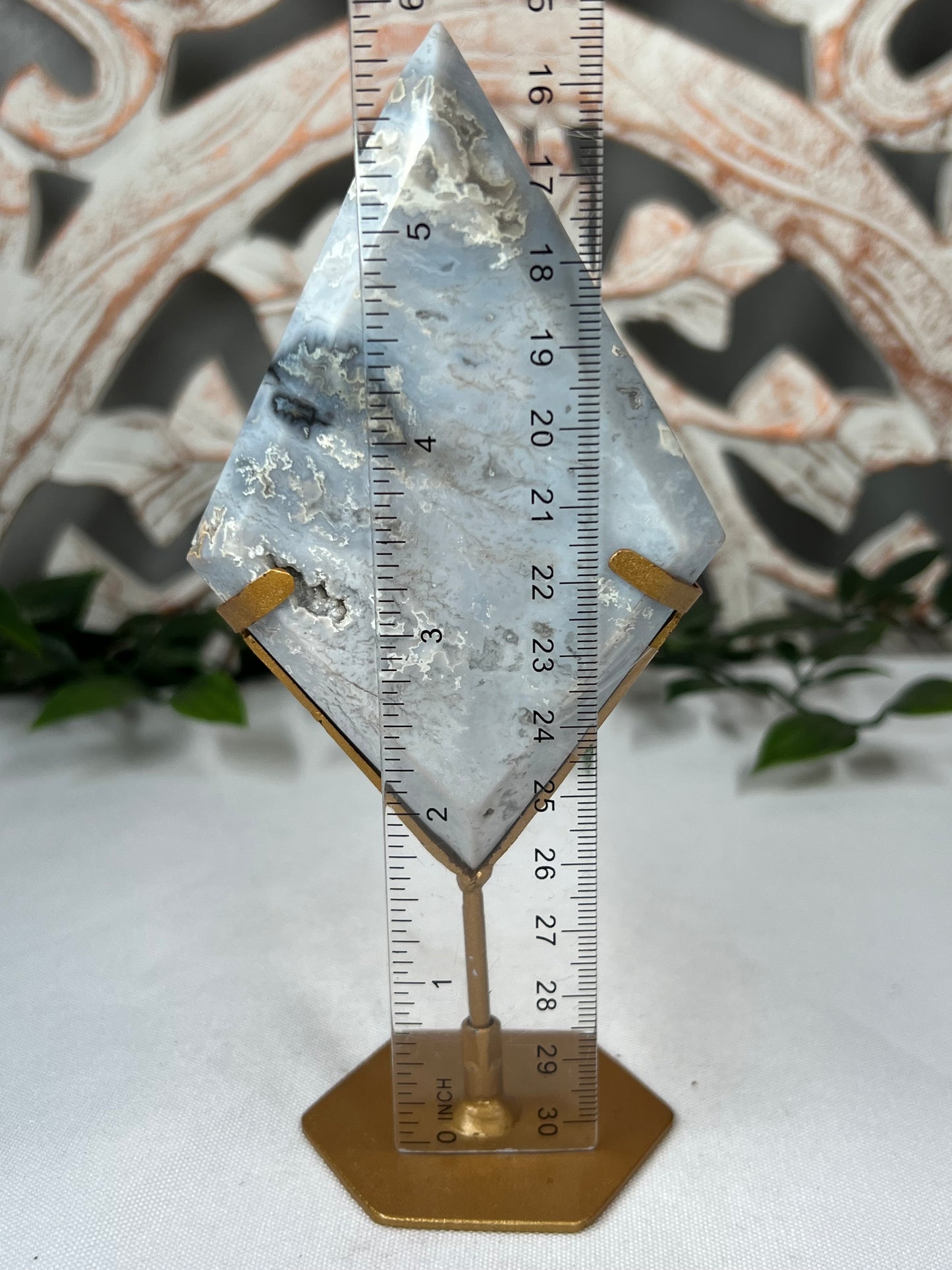 Blue Plume Agate Diamond