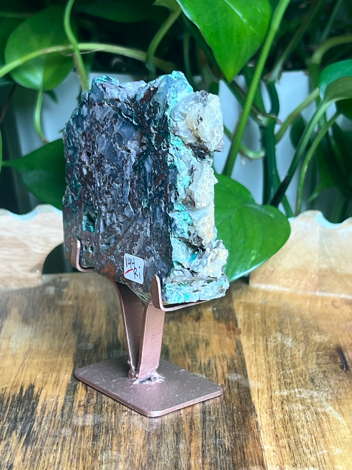 Copper In Malachite Chrysocolla and Chalcedony Slab: Ari