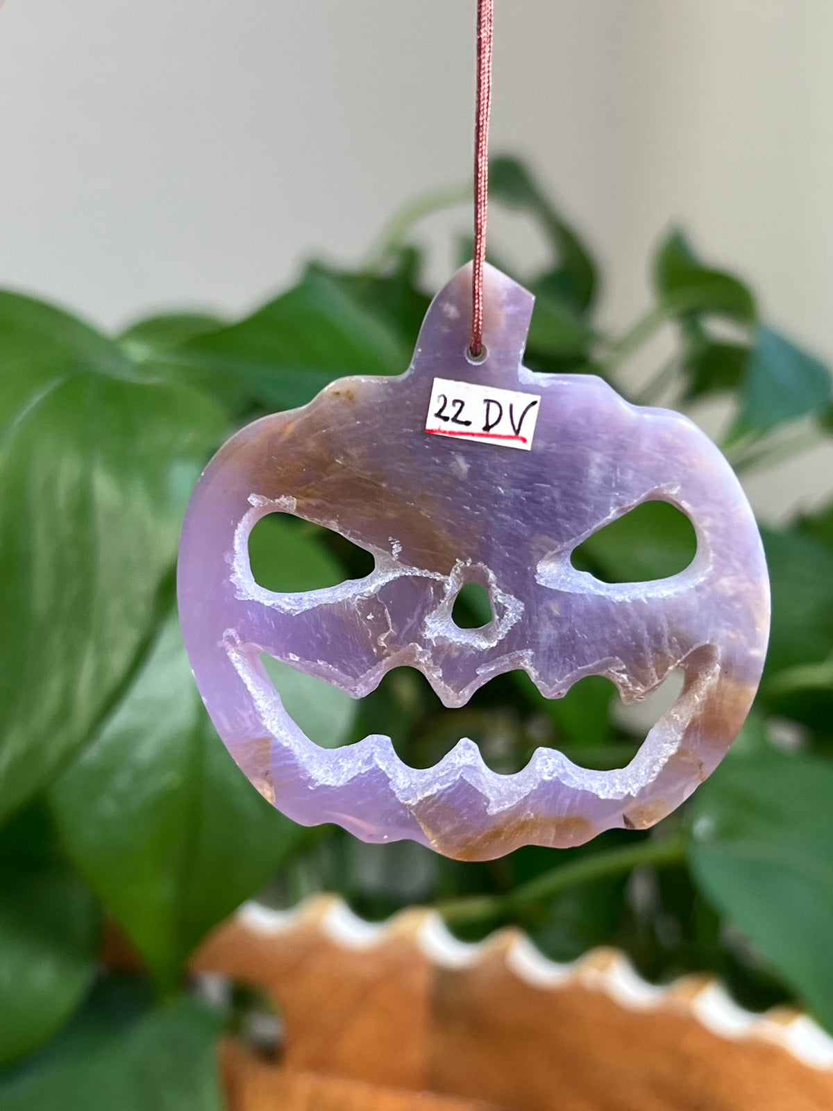 Purple Chalcedony Jack-O-Lantern Ornaments