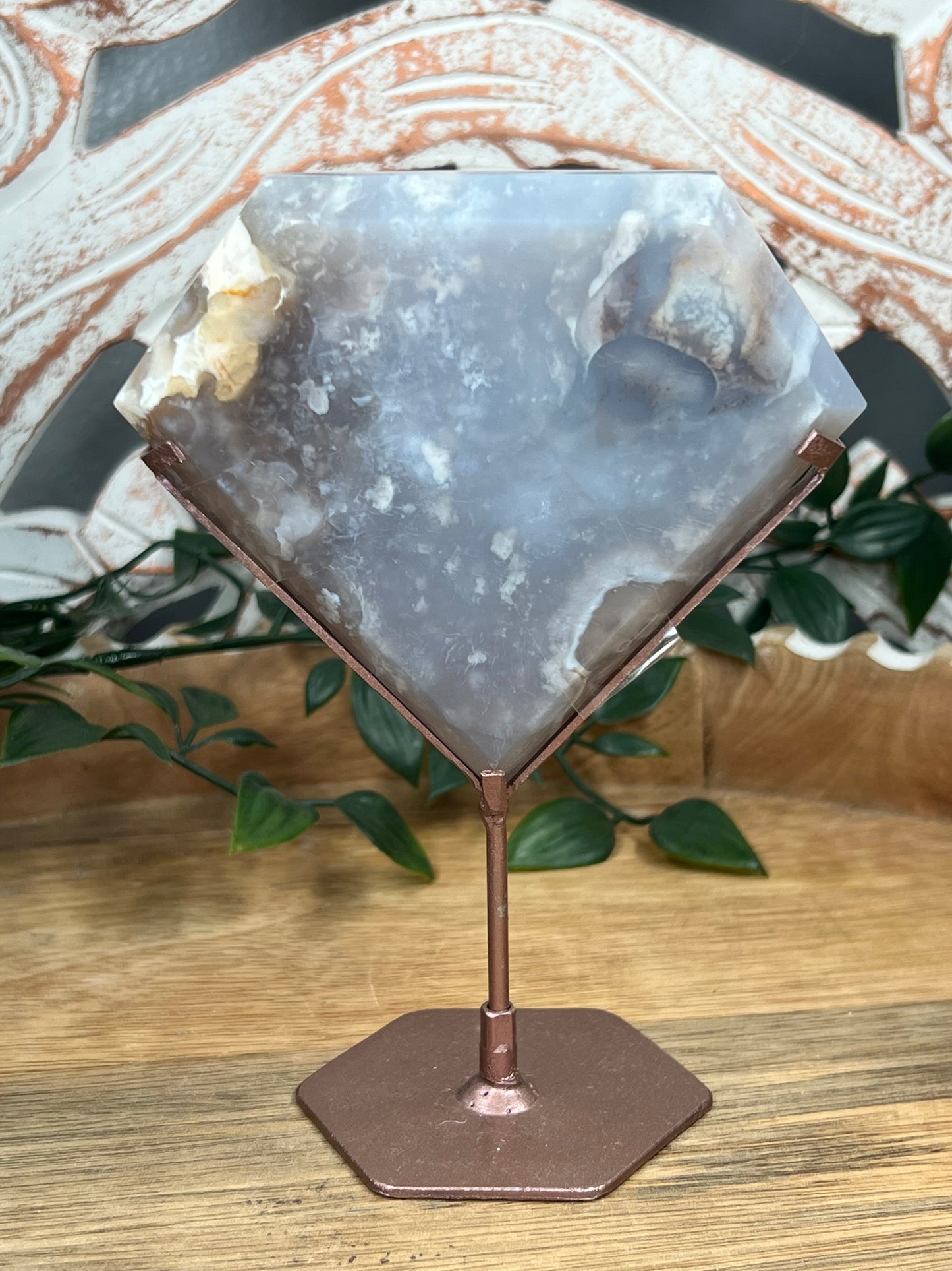 Blue Grey Lace Agate Diamond