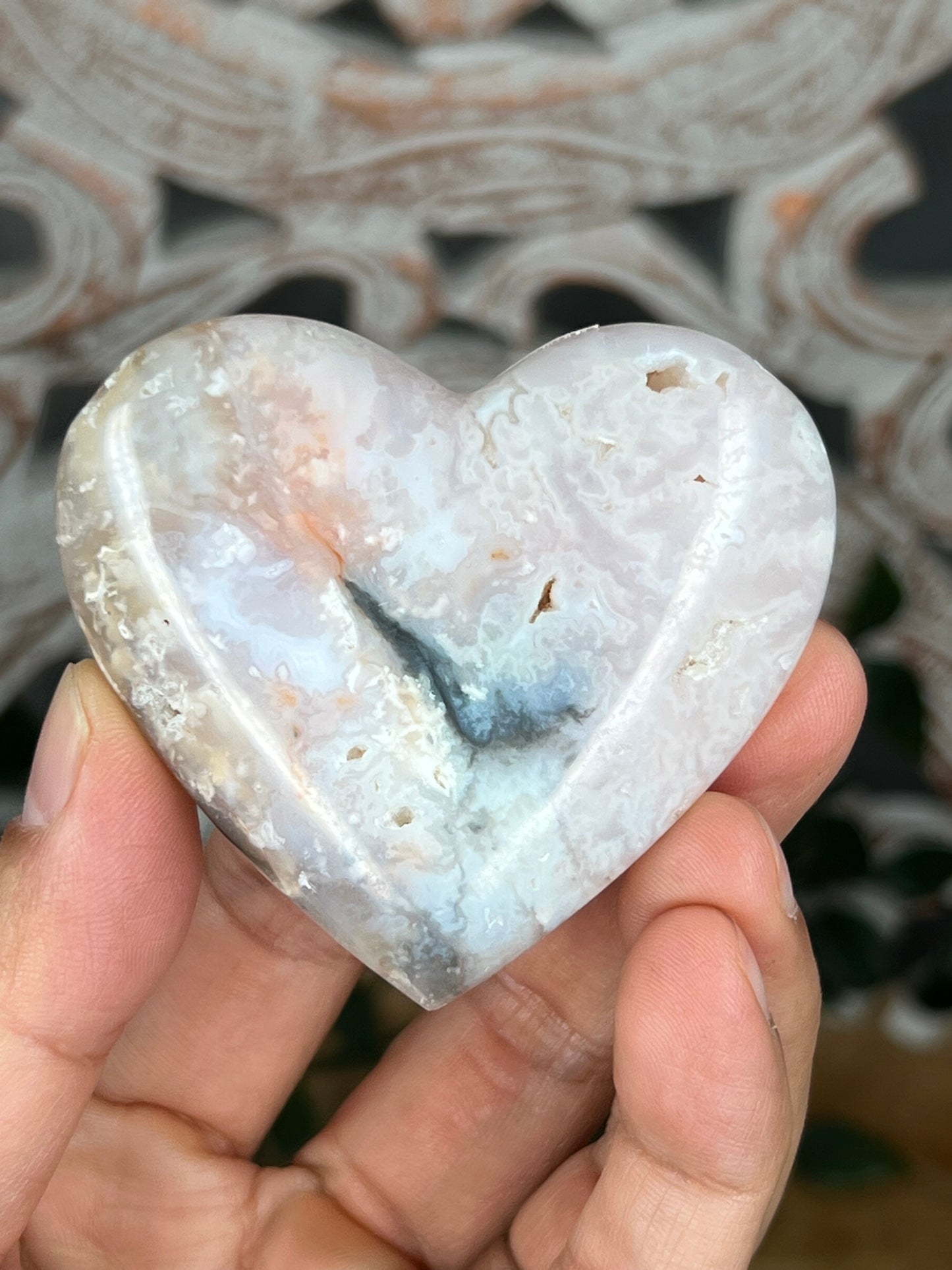 Rainbow Plume Agate Heart