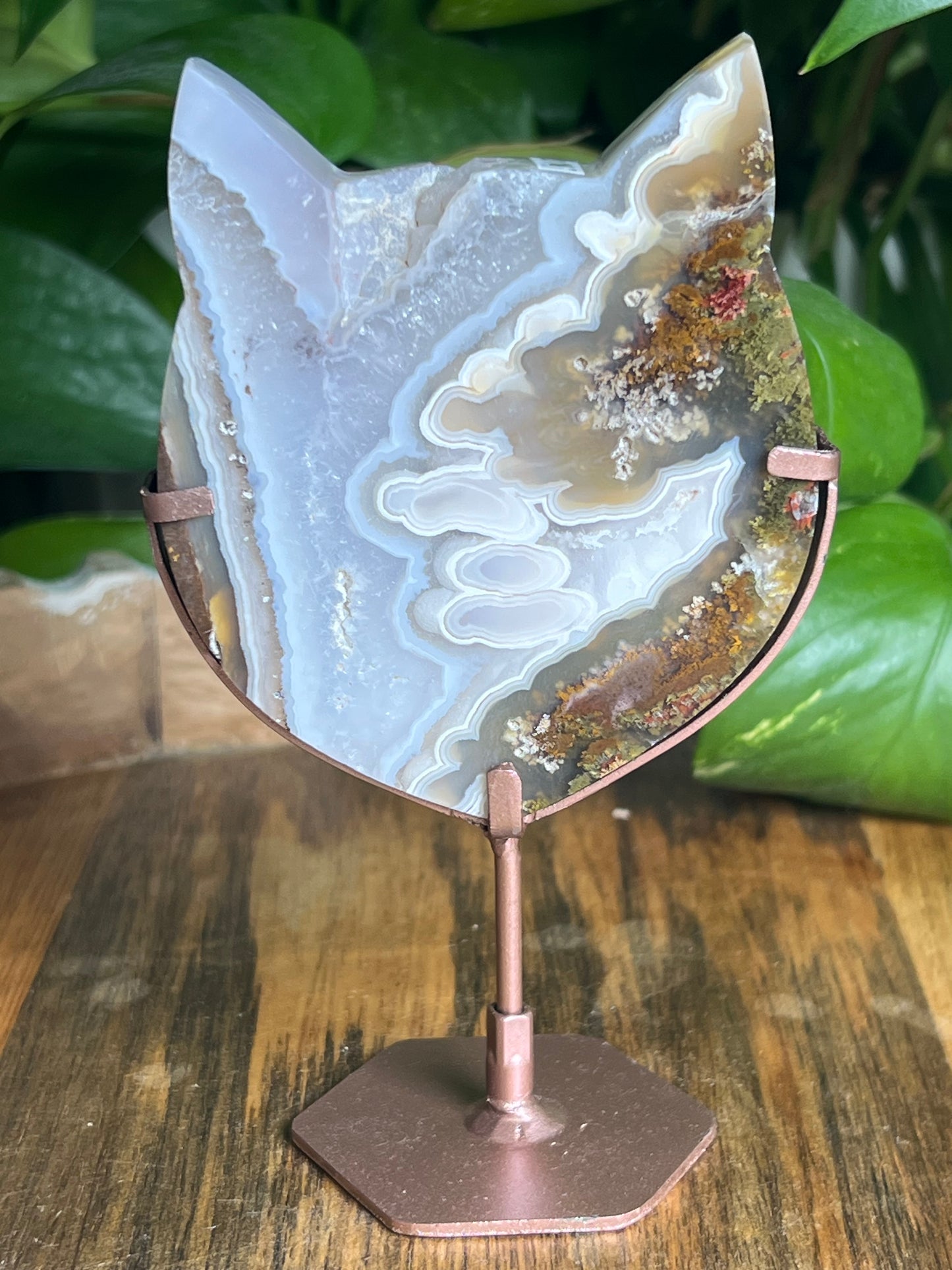 Scenic Moss Agate Cat Head