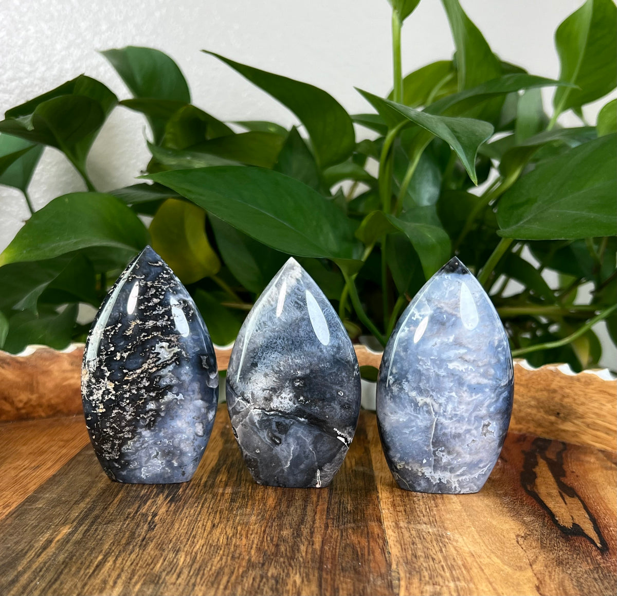 Blue Plume Agate Flames