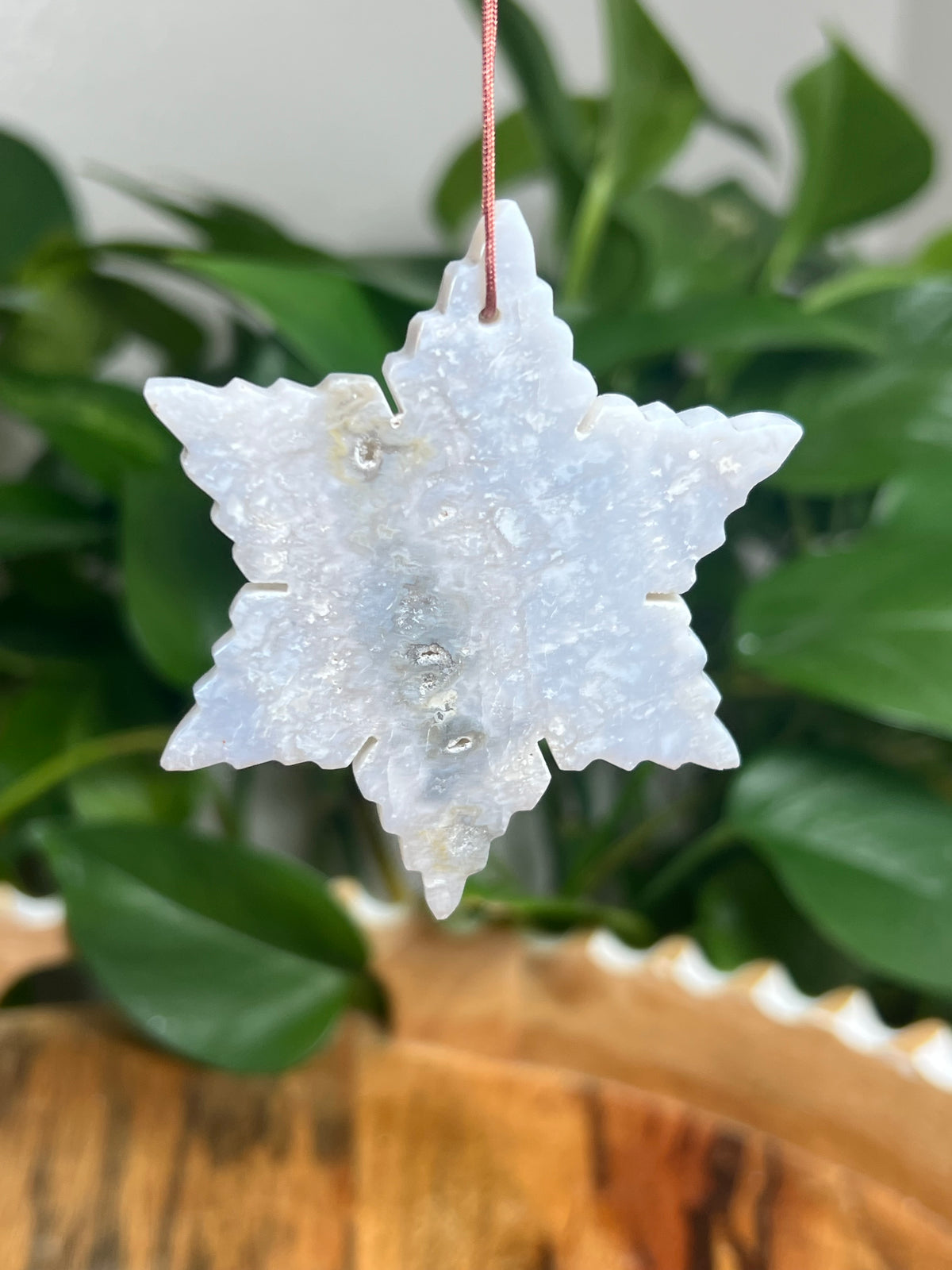 Blue Plume Agate Ornament Snowflake: C