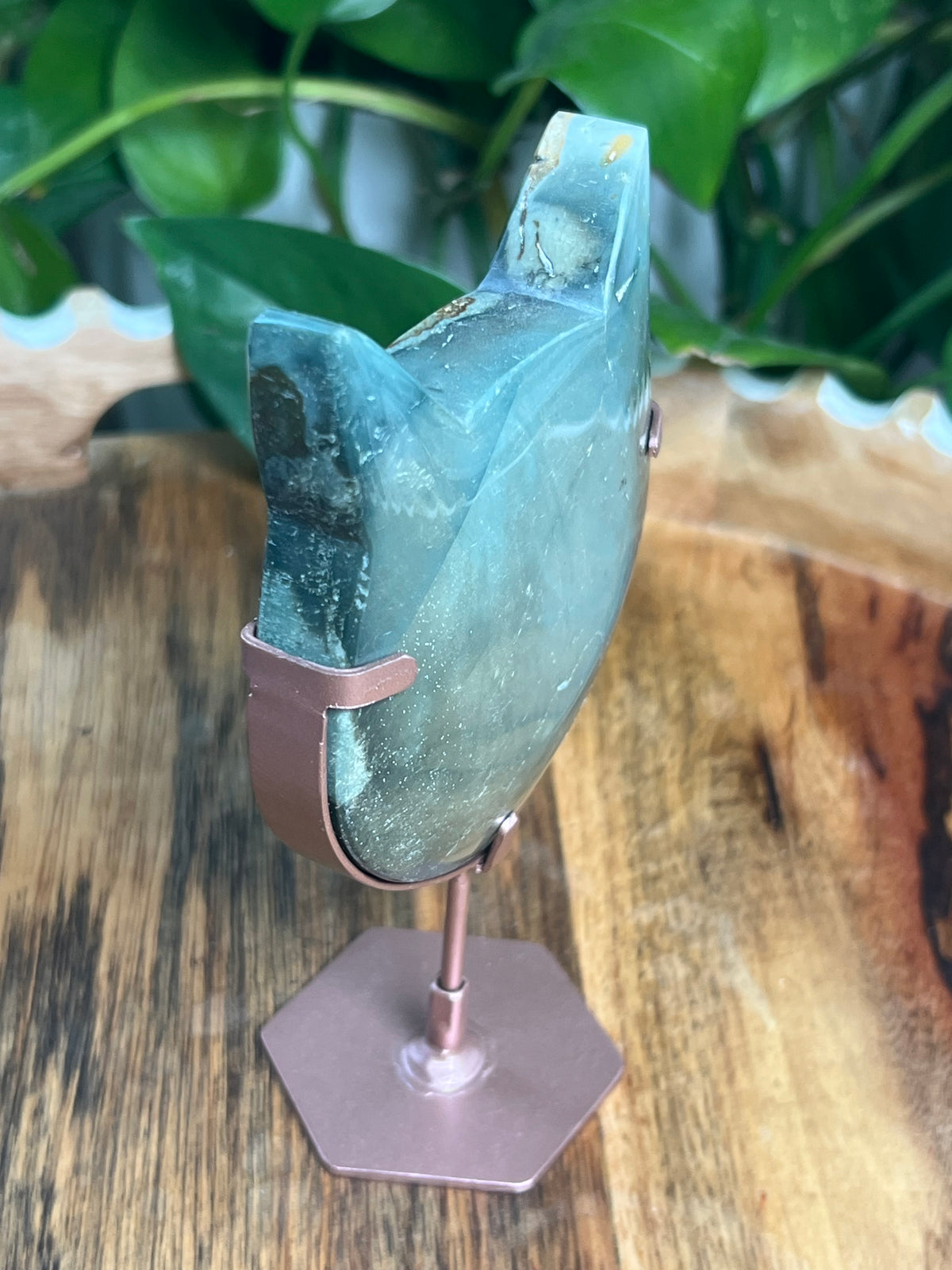 Blue Green Jasper Cat Head: QV