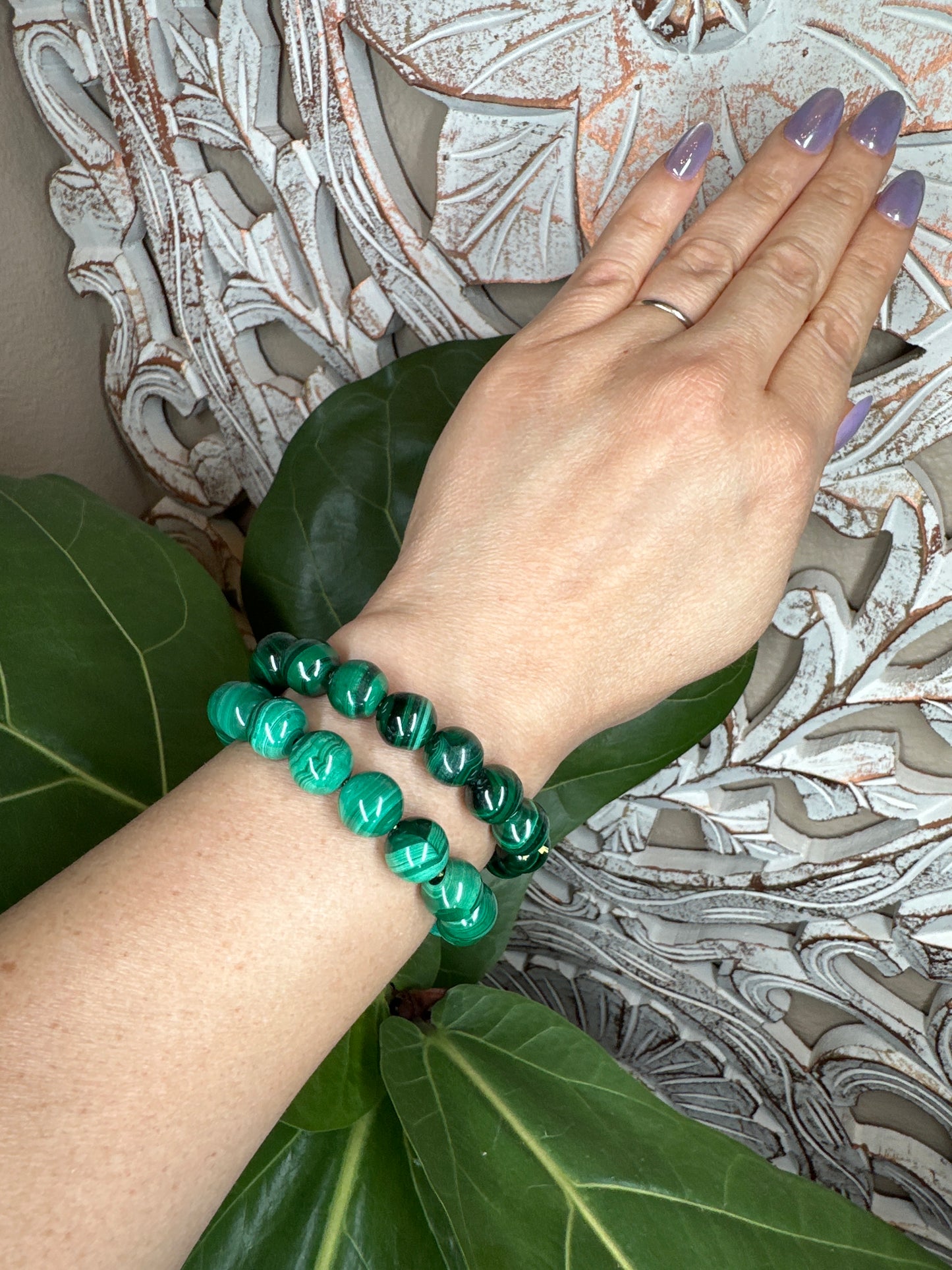 Malachite Beaded Bracelets (11mm)