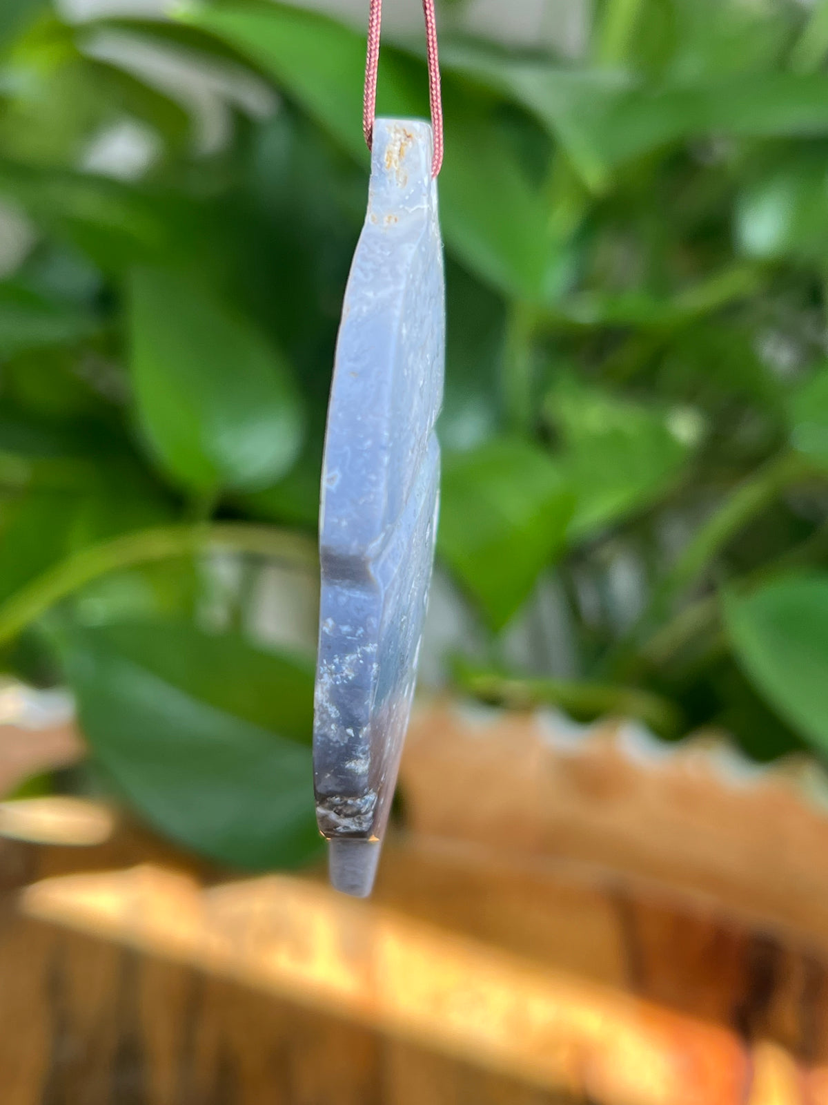 Blue Plume Agate Ornament Acorn: CL