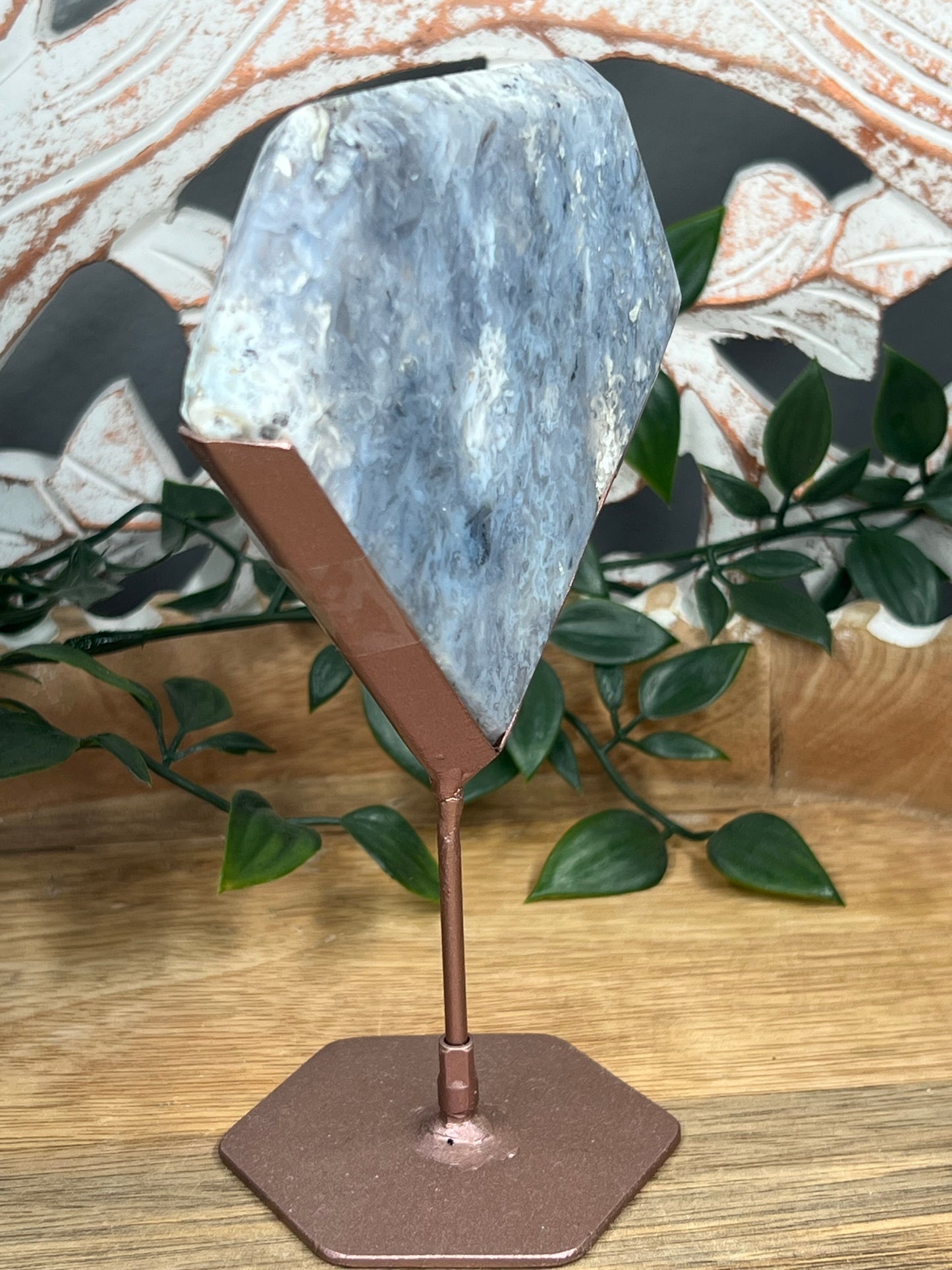 Blue Grey Lace Agate Diamond