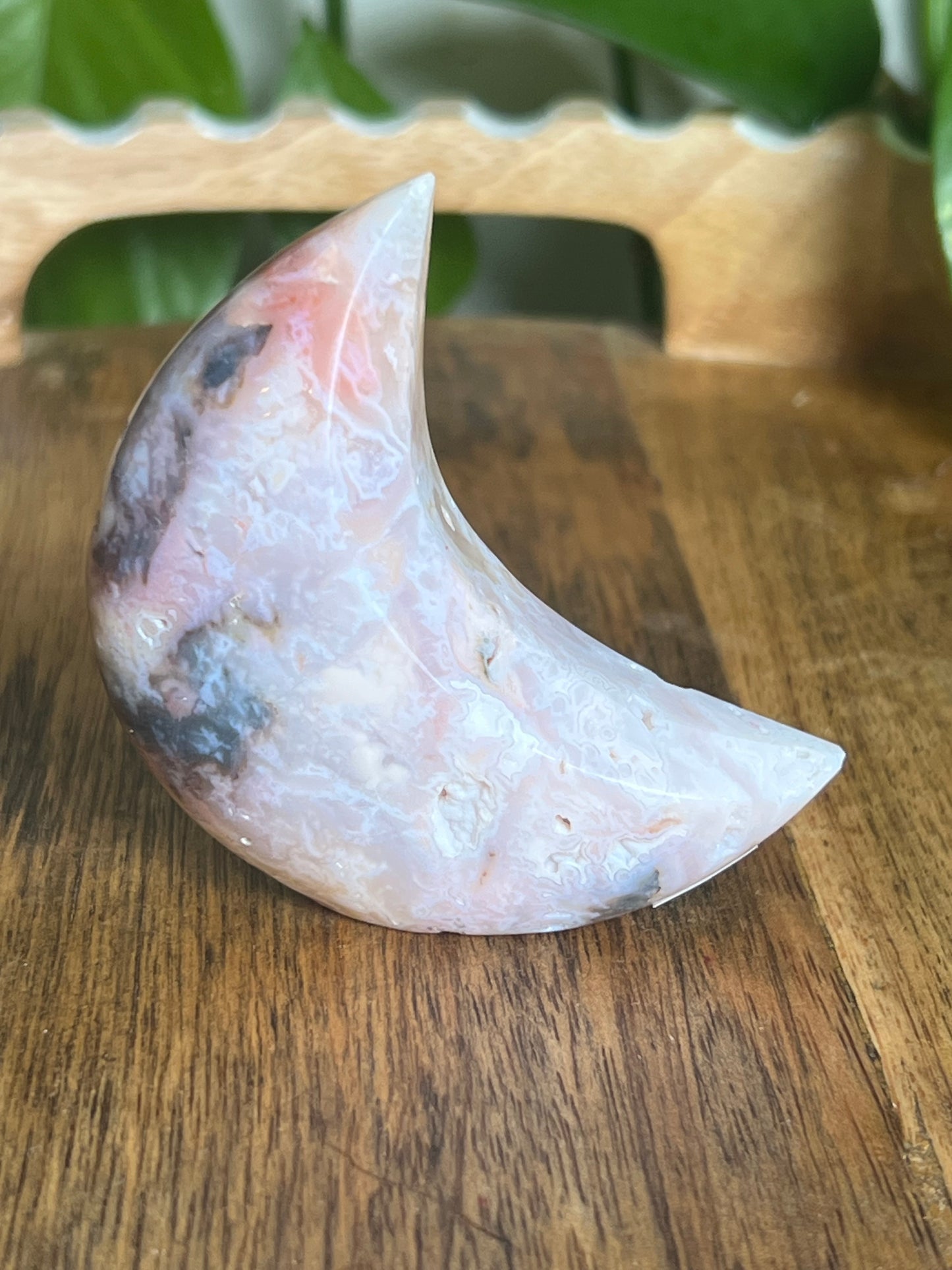 Rainbow Plume Agate Moon H