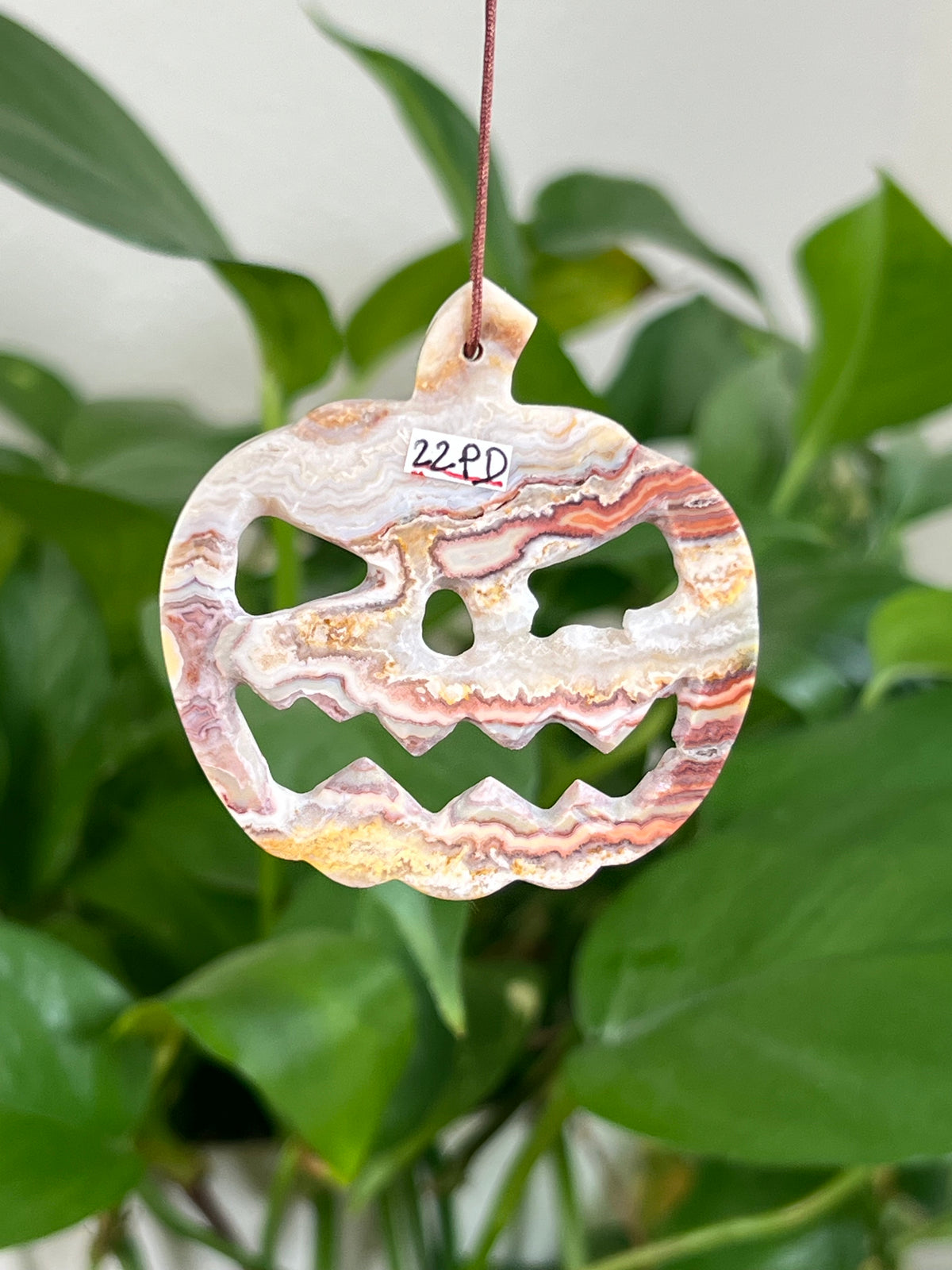 Crazy Lace Agate Jack-O-Lantern Ornaments
