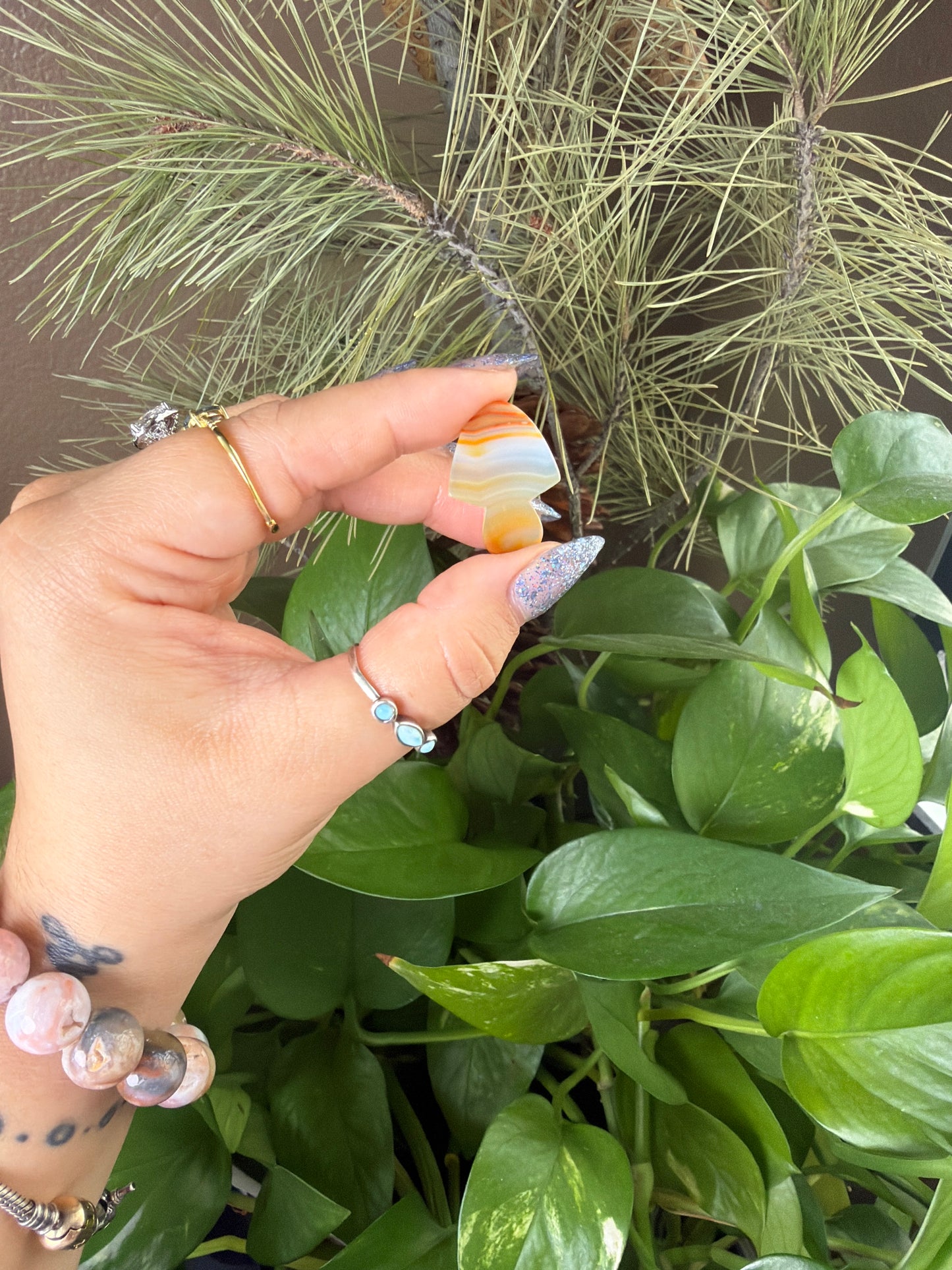 Iris Agate Mushroom Cabachon