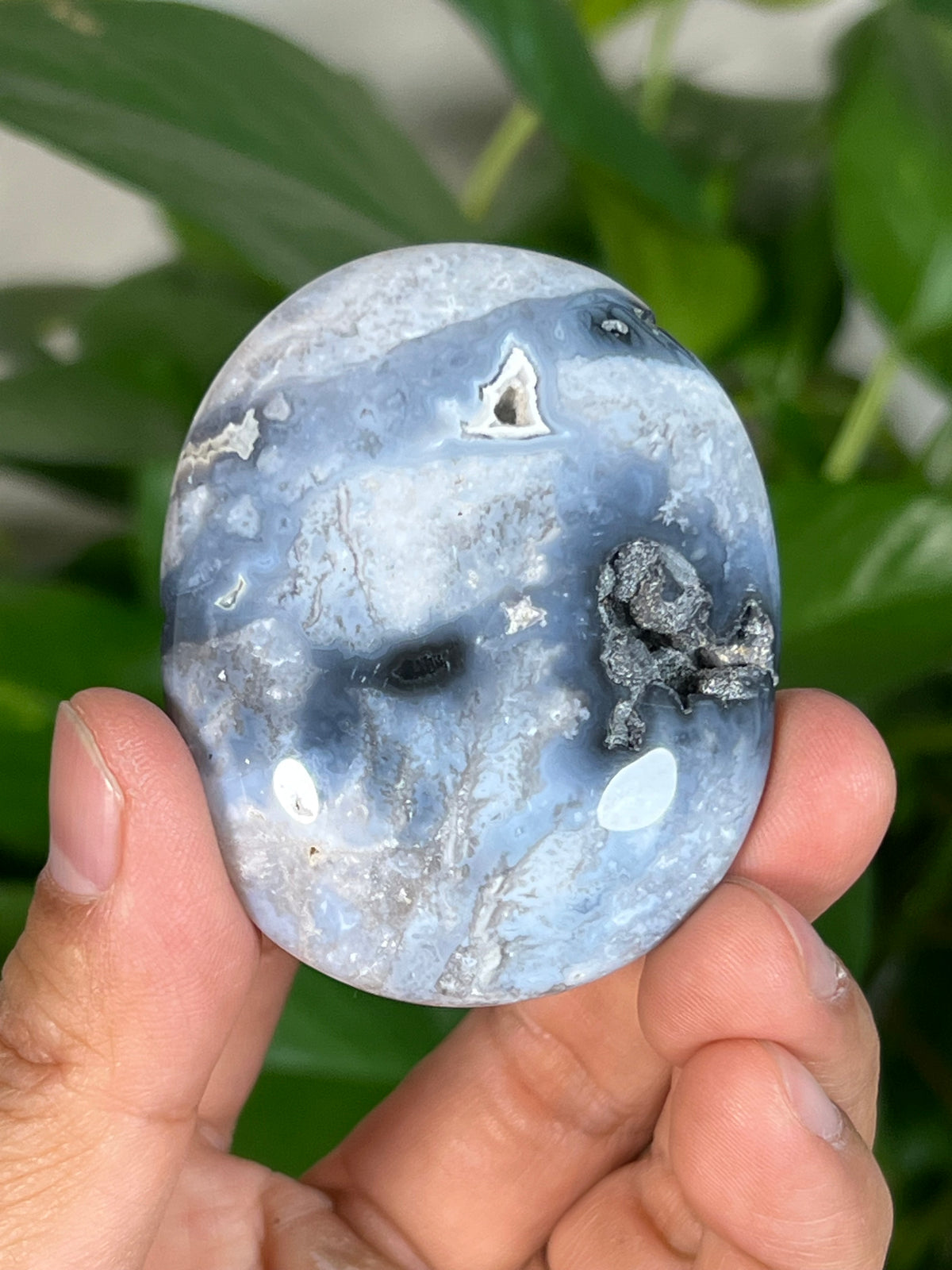 Blue Plume Agate Palmstones