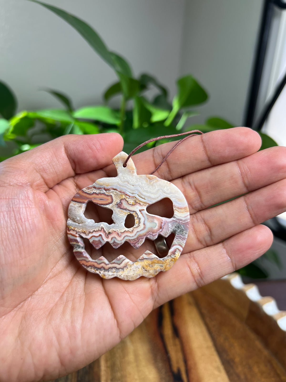 Crazy Lace Agate Ornament Pumpkin:  PD